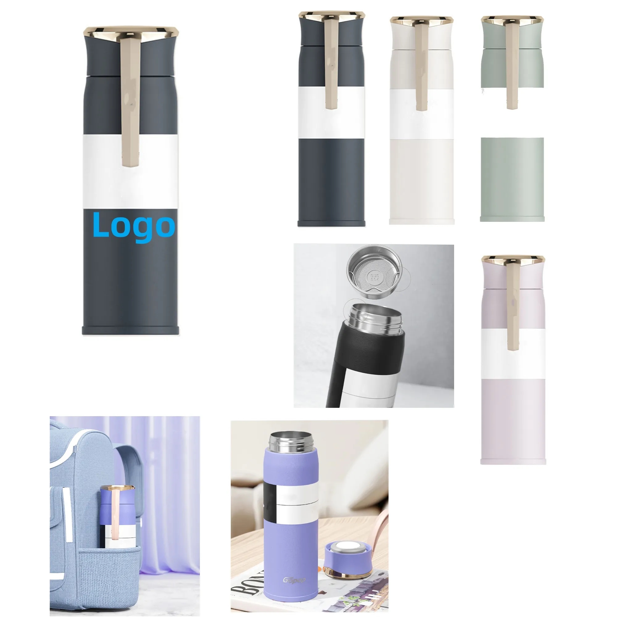 15oz Vacuum Stainless Steel Insulated Cups With Handle Strap 3