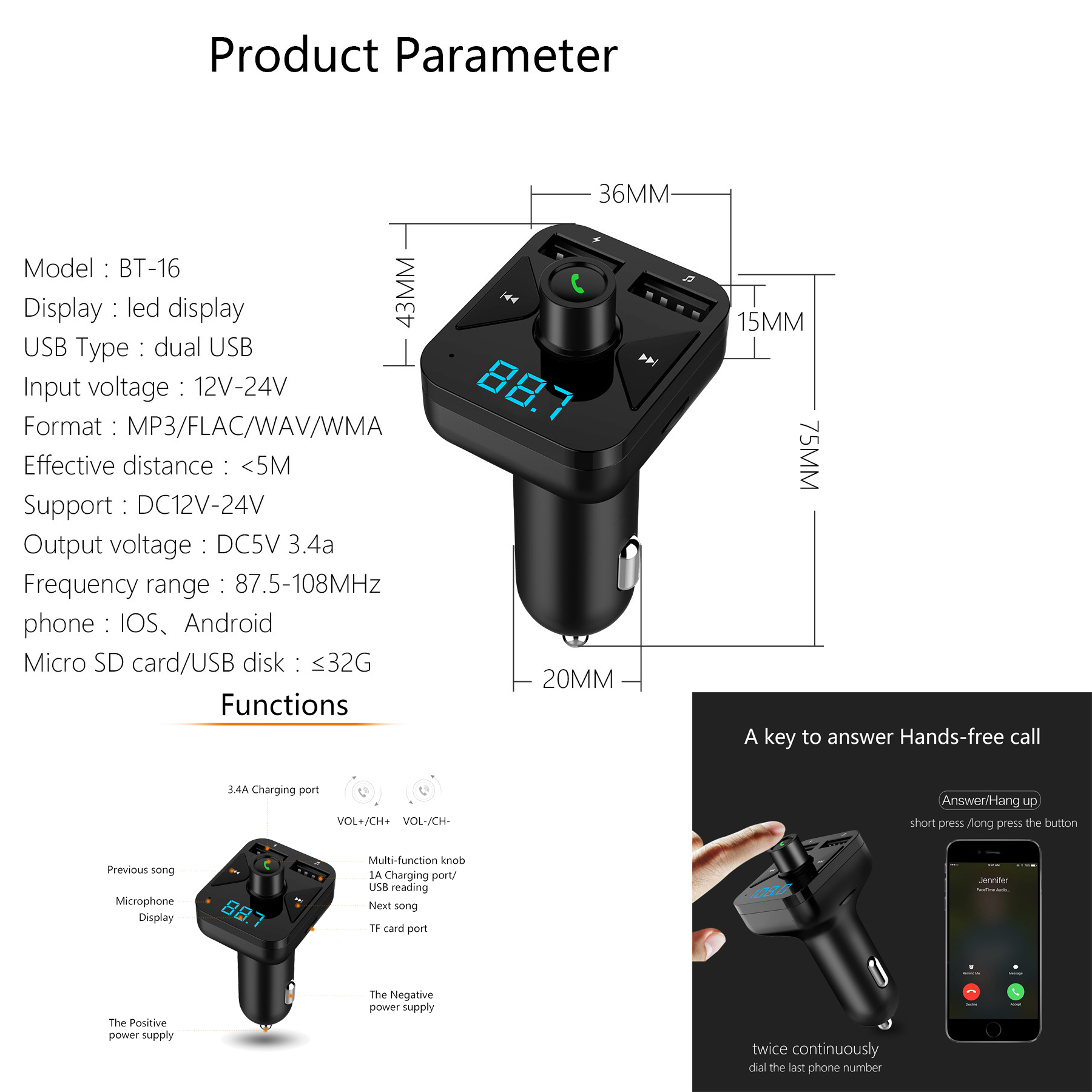 Bluetooth FM Transmitter for Car 1