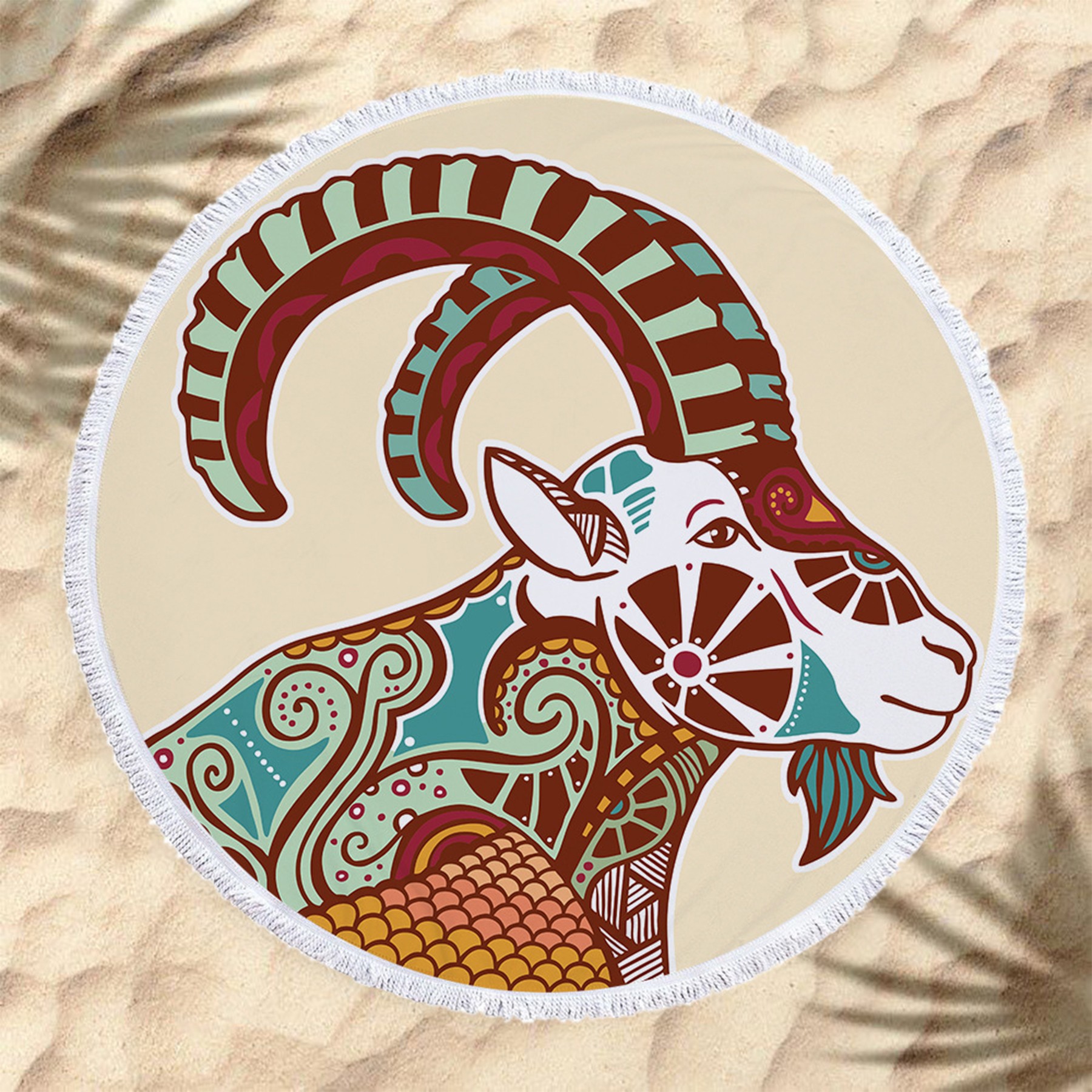 The Zodiac Printing Round Beach Towel With Tassels 12