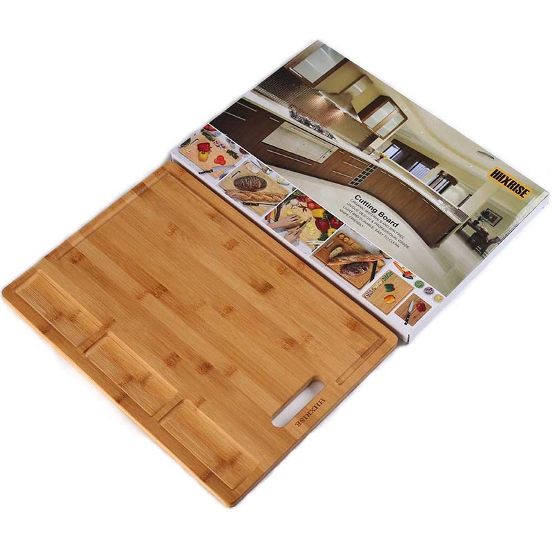 Organic Bamboo Cutting Board With 3 Built-In Compartments 2