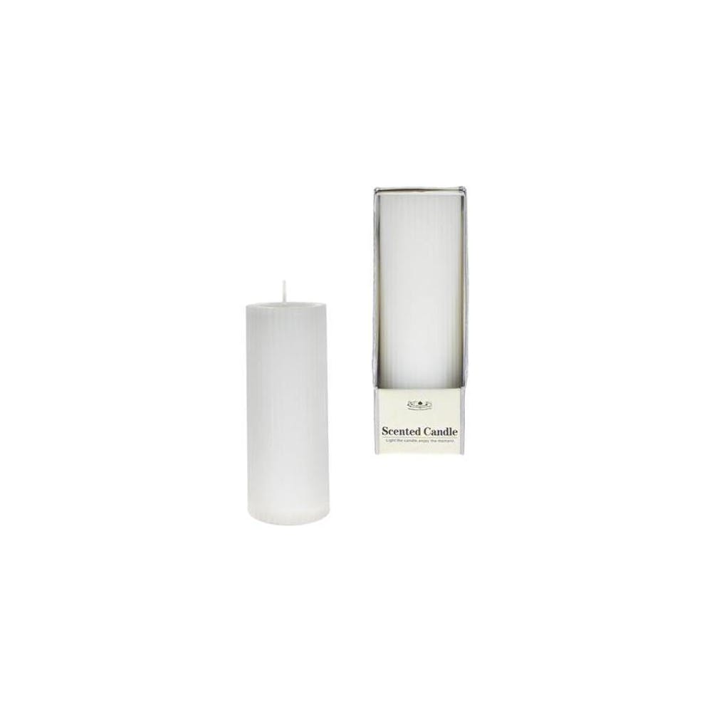 5" Pillar Candle - White Ribbed Scented