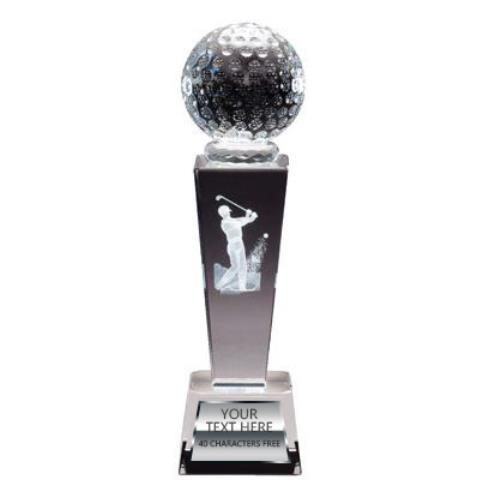 Crystal Tower Golf Male Award 9x2.5" 2