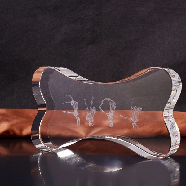 Bone Shape 3d Laser Crystal Trophy 3