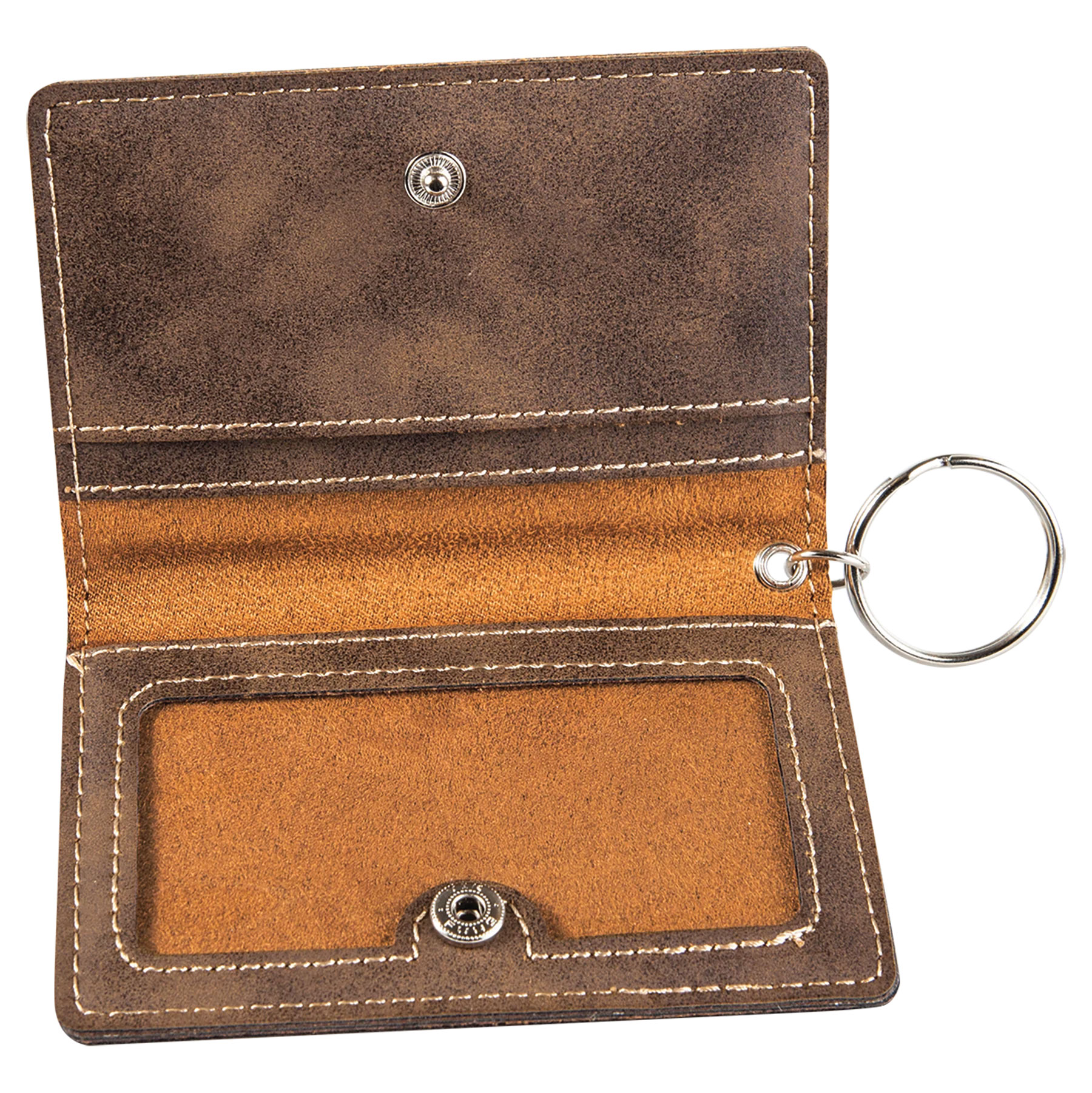 Rustic/Gold Leatherette Keychain ID Holder 3