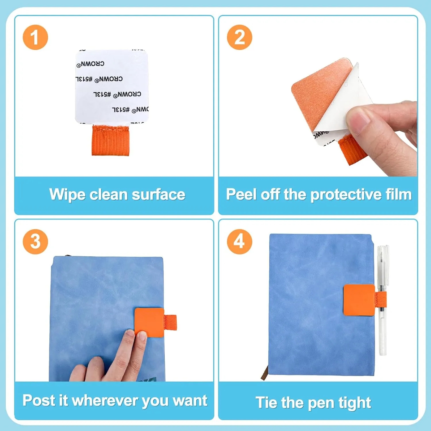 Self Adhesive Leather Pen Loop Clip 6