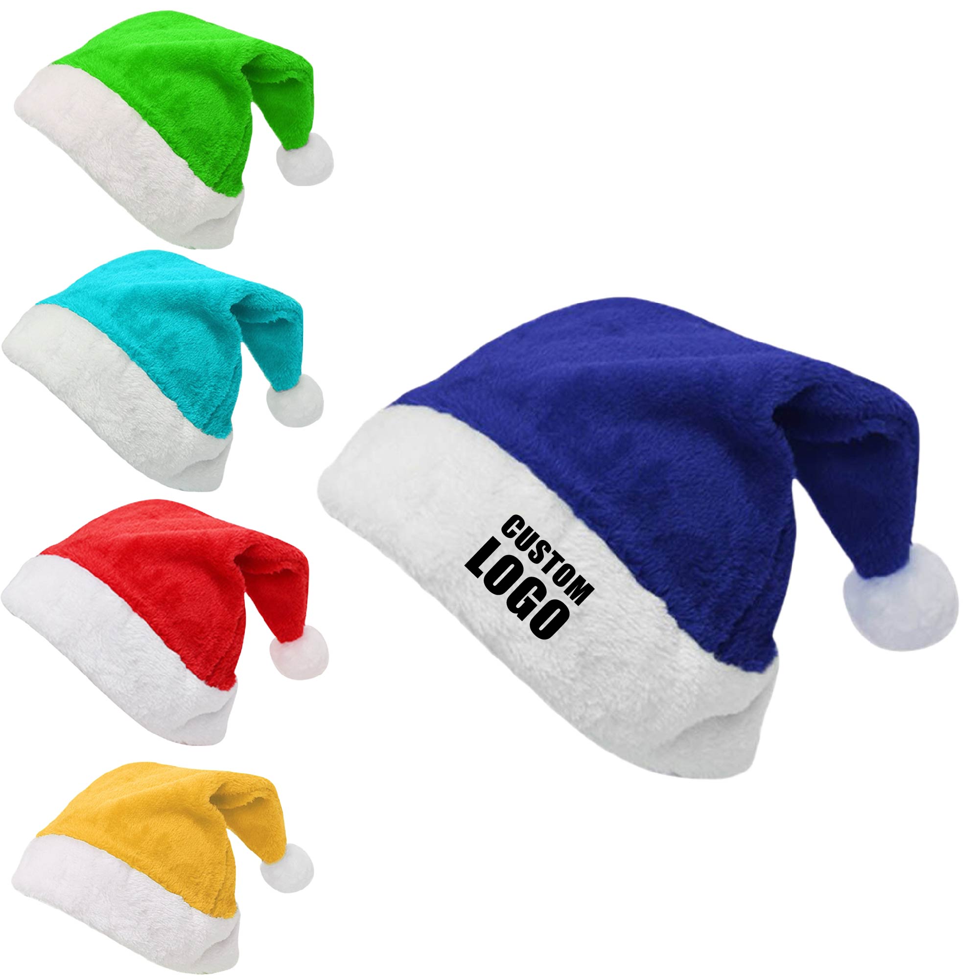 MOQ 10 pcs Adult Plush Short Santa Hat 3