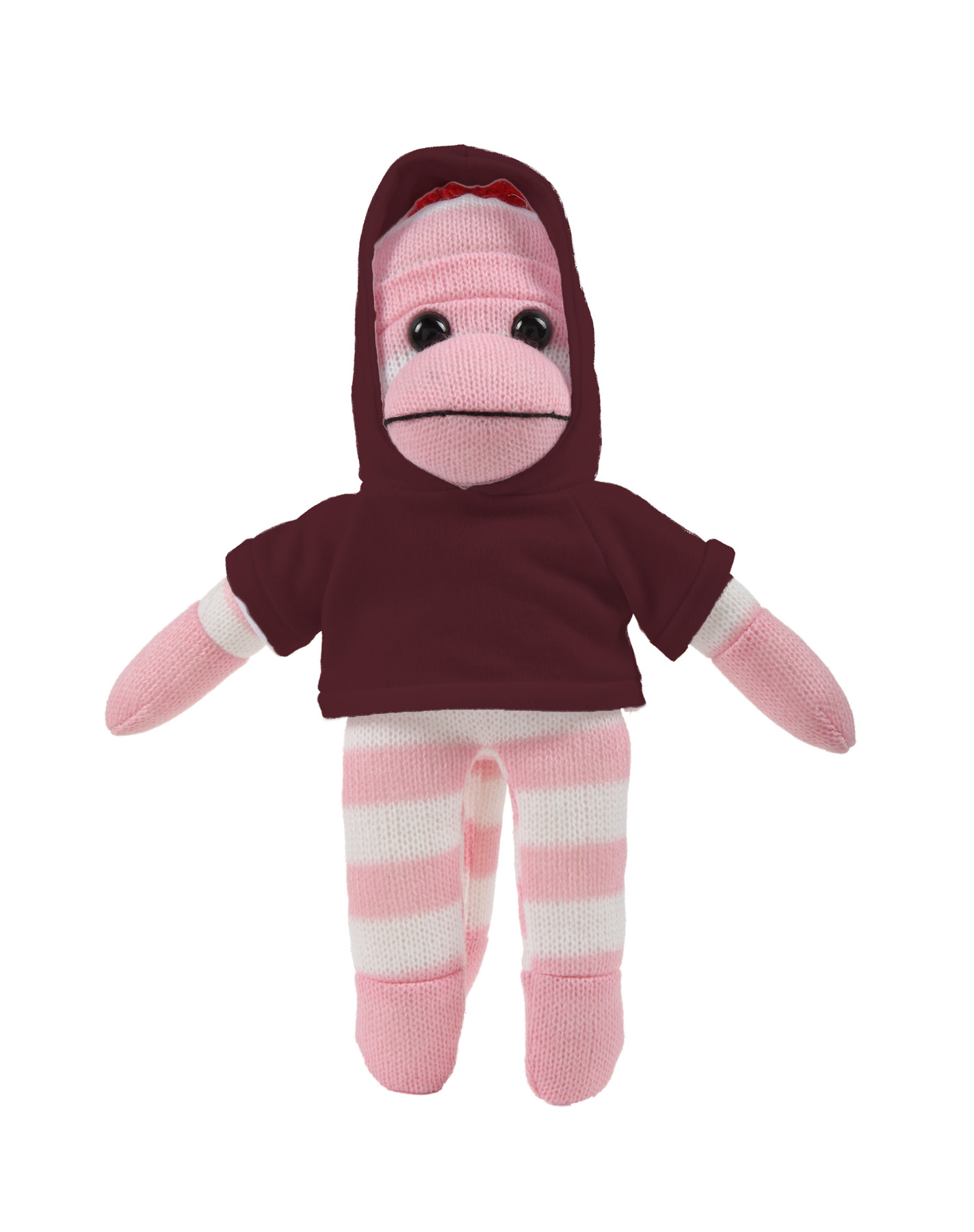 soft plush Pink Sock Monkey with hoodie 20