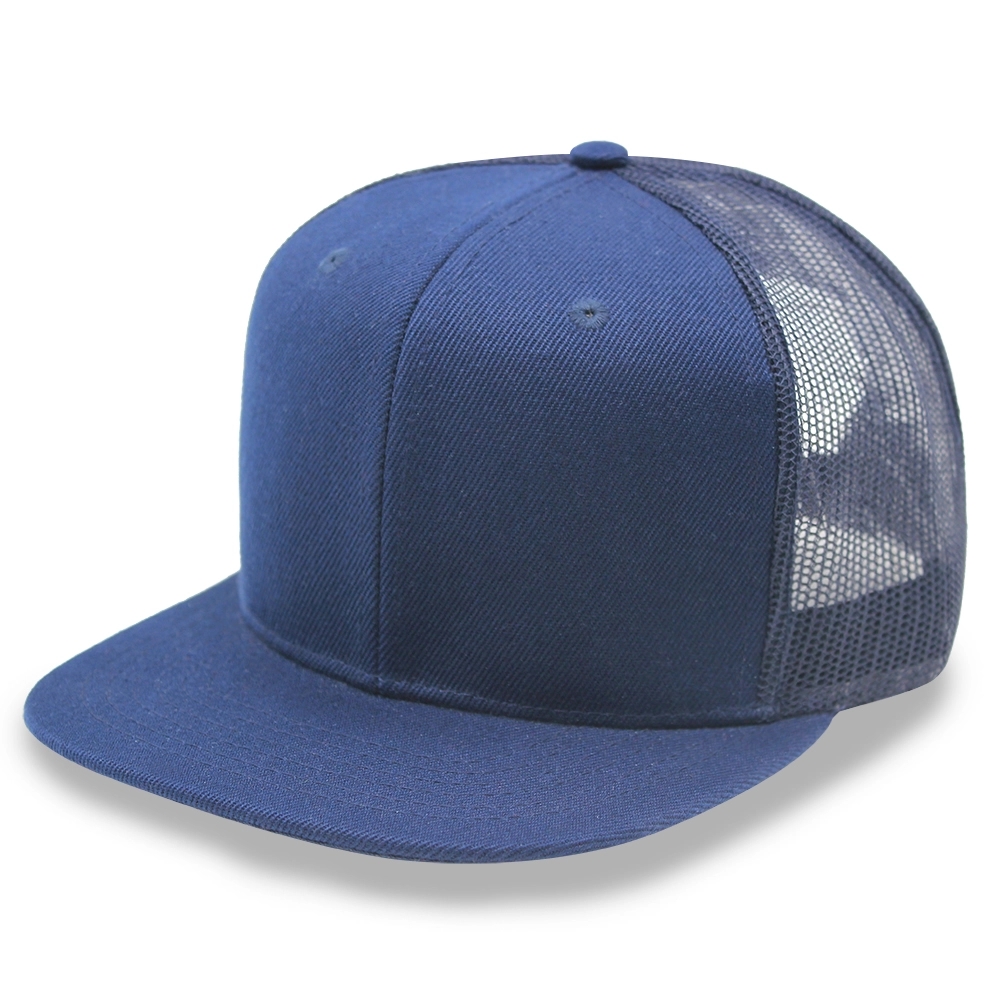 Flat Bill Snapback Trucker Cap Mesh Back