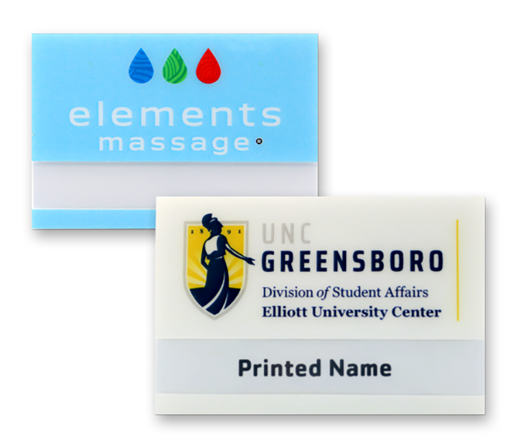 The Plato full color reusable name badge. 2"x3" 5