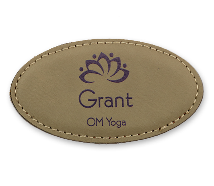 Leather Oval Stitched Badge 1.5" x 3" 4