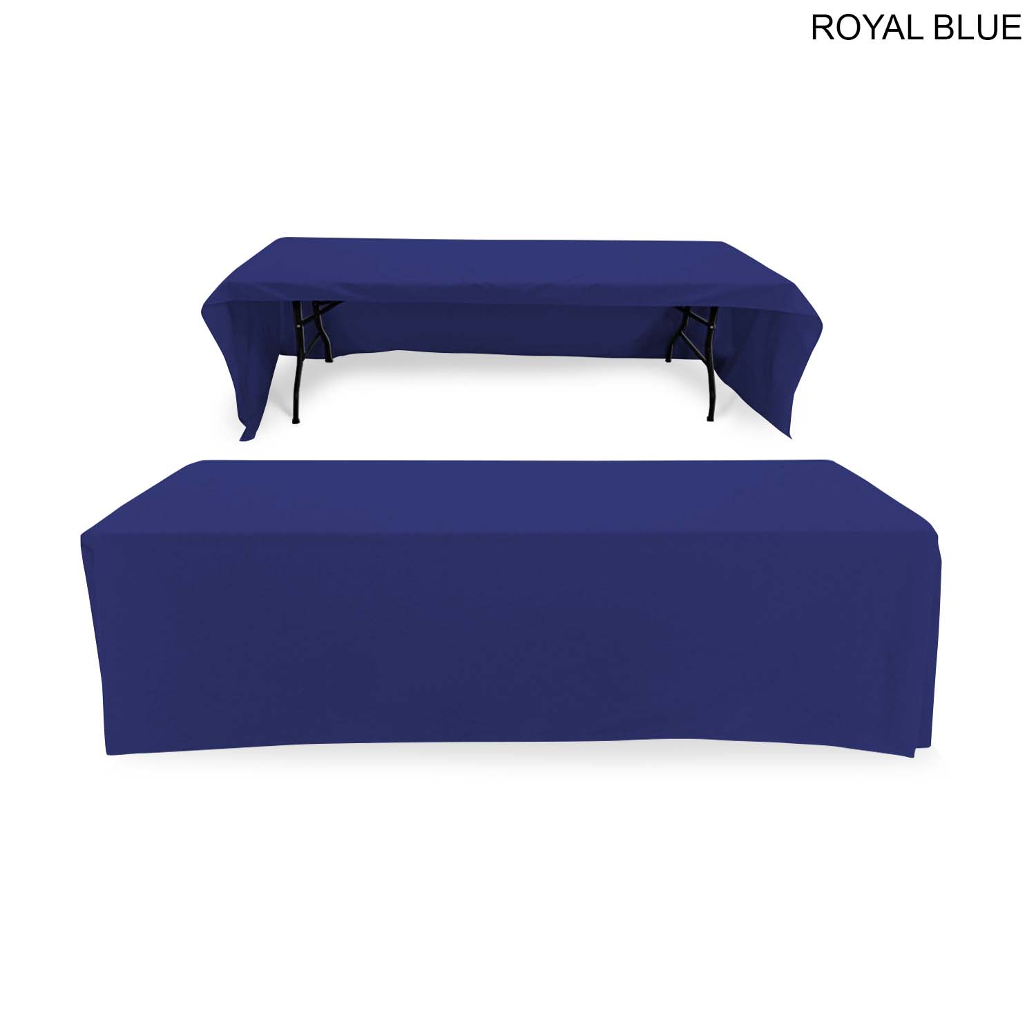 Polycotton Twill Table Throw for 8' Table, Drape style, 3 sided, Open Back, Heat Transfer logo 1