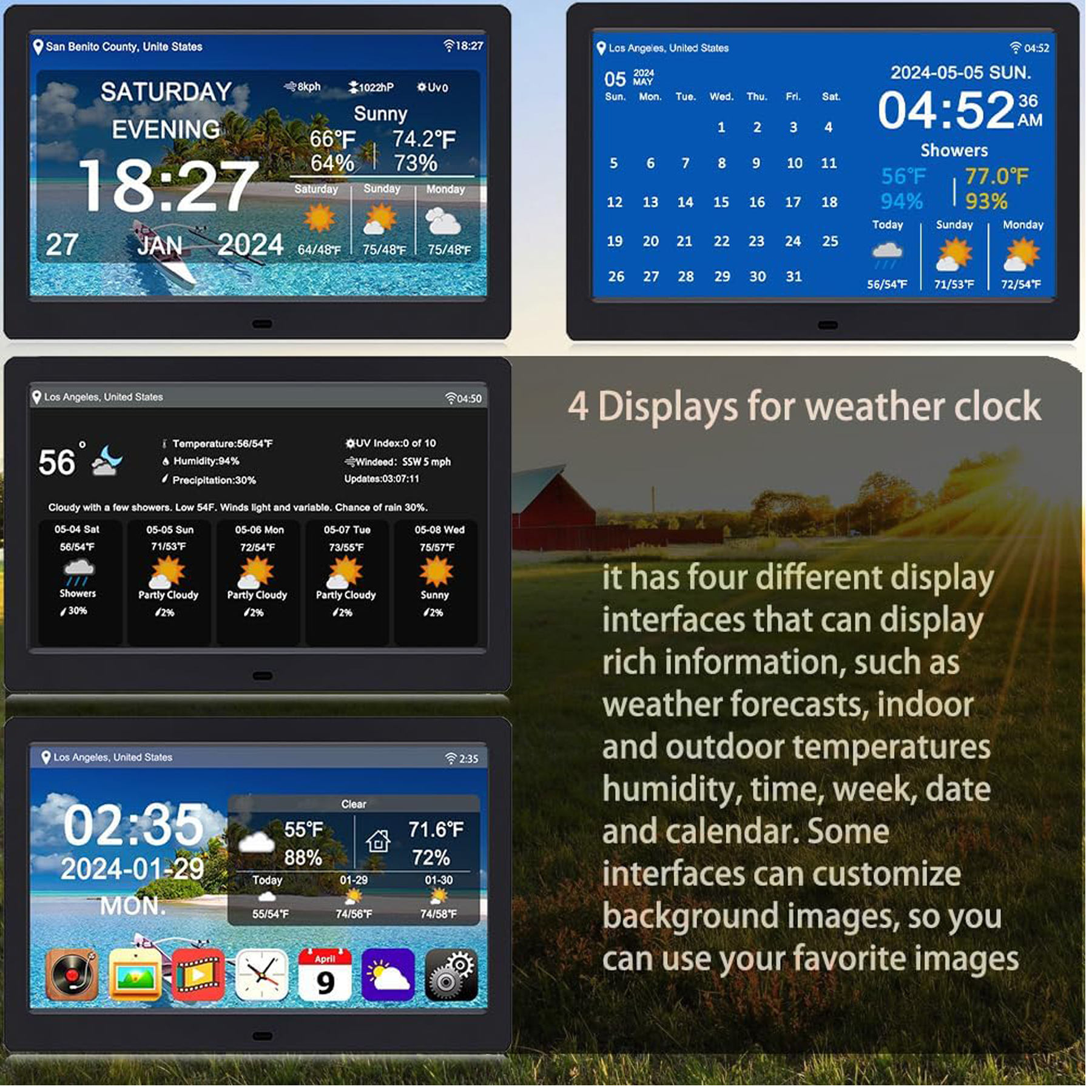 10.1" WiFi Digital Weather Clock with Calendar Display 5