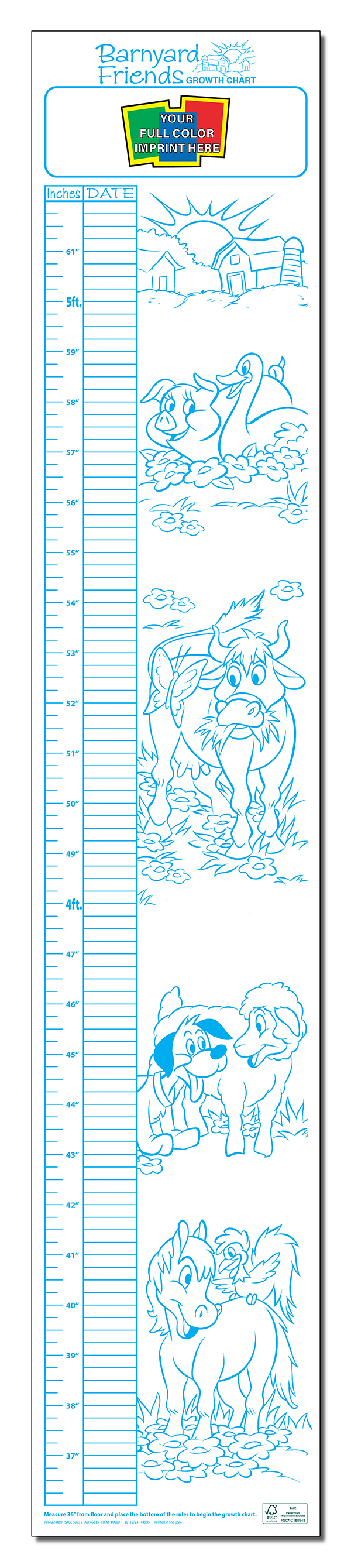 GROWTH CHART - Barnyard Friends Children's Growth Chart 1