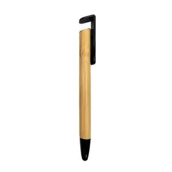 2-In-1 Eco-Friendly Bamboo Ballpoint Pen With Phone Holder 2