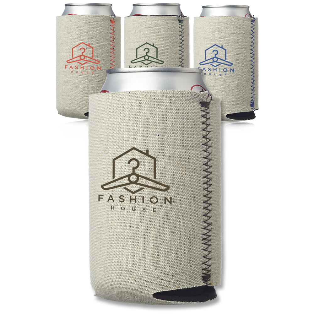 Canvas Foam Can Cooler Holder, custom koozie with logo imprint 2