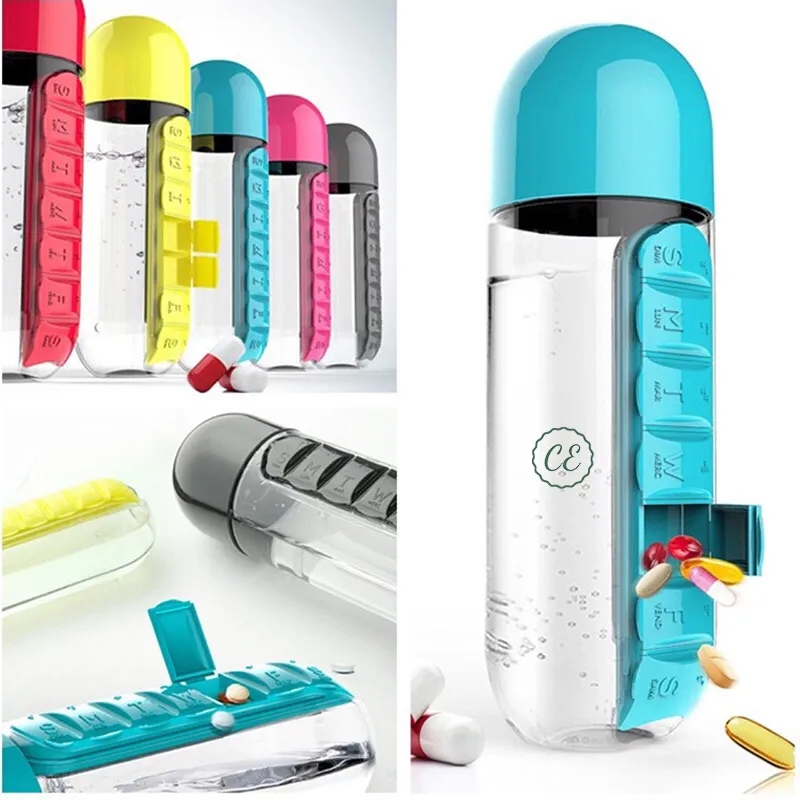 Portable Pill Organizer Water Bottle 20OZ 2