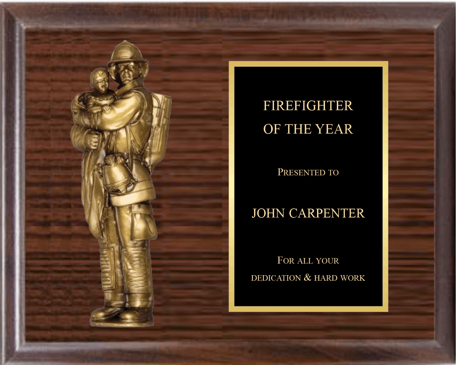 7" Fireman With Child On Plaque 3