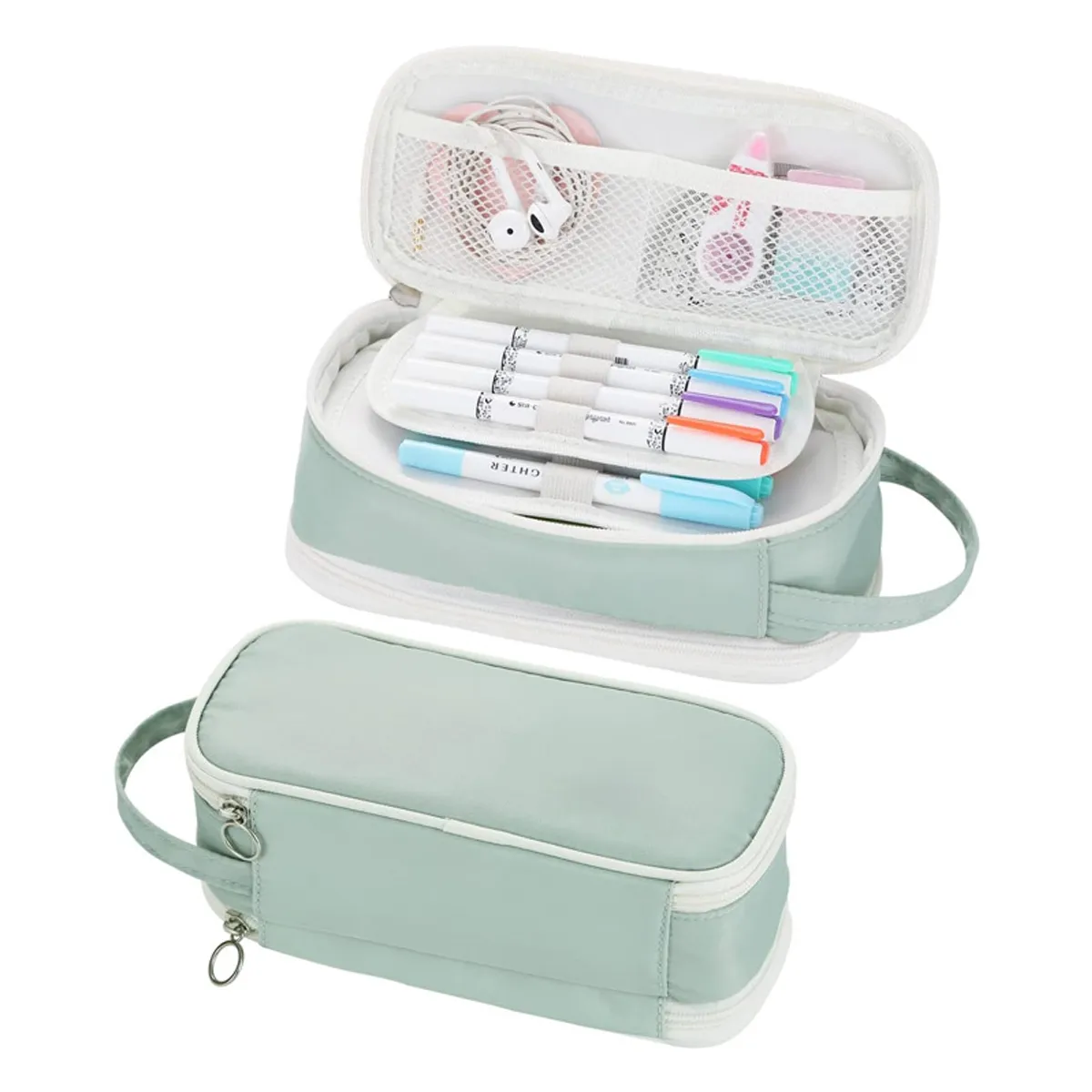 Big Capacity Zipper Pencil Case Aesthetic Pen Bag Pouch 4