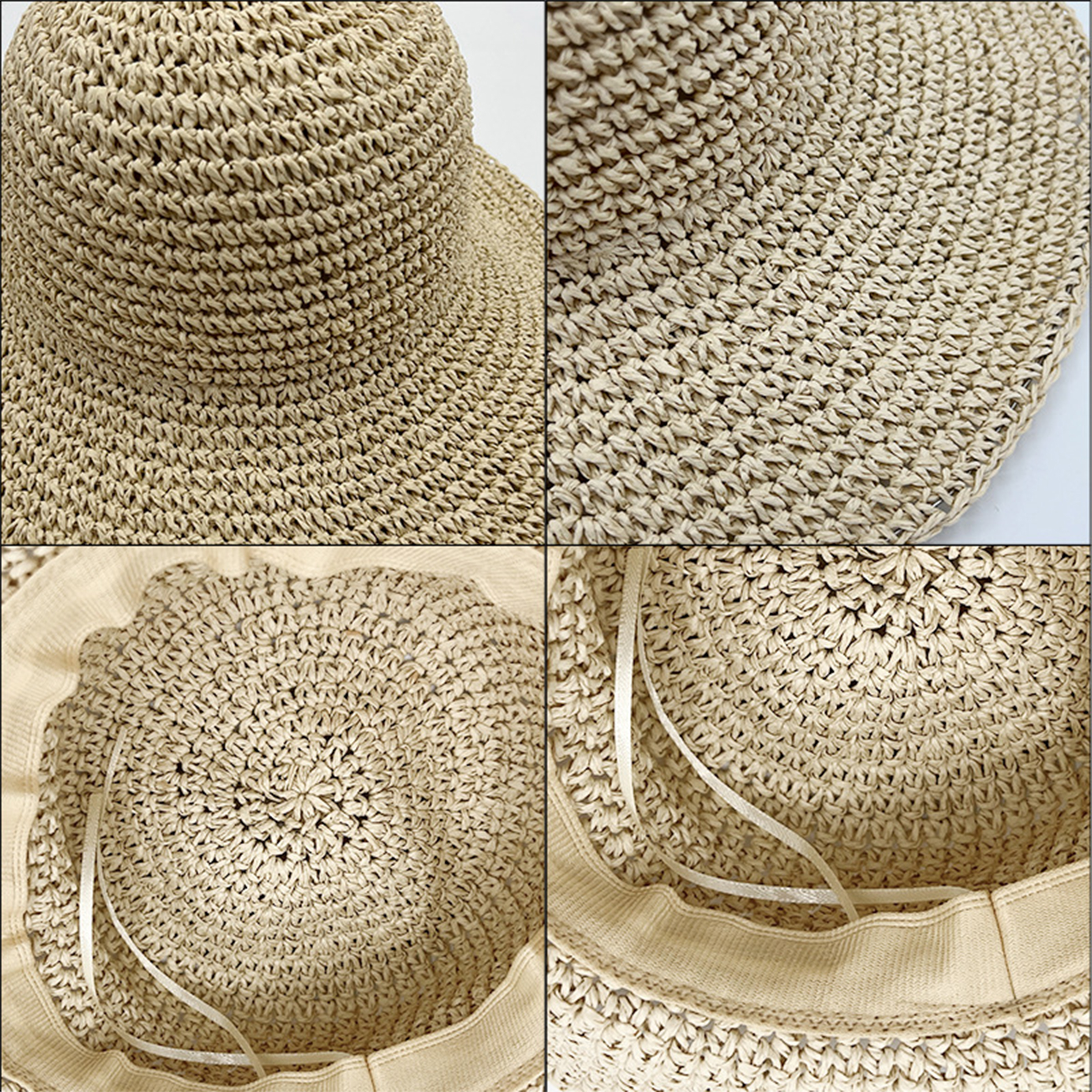Straw Foldable Large Edge Sunshade Beach Hat 3