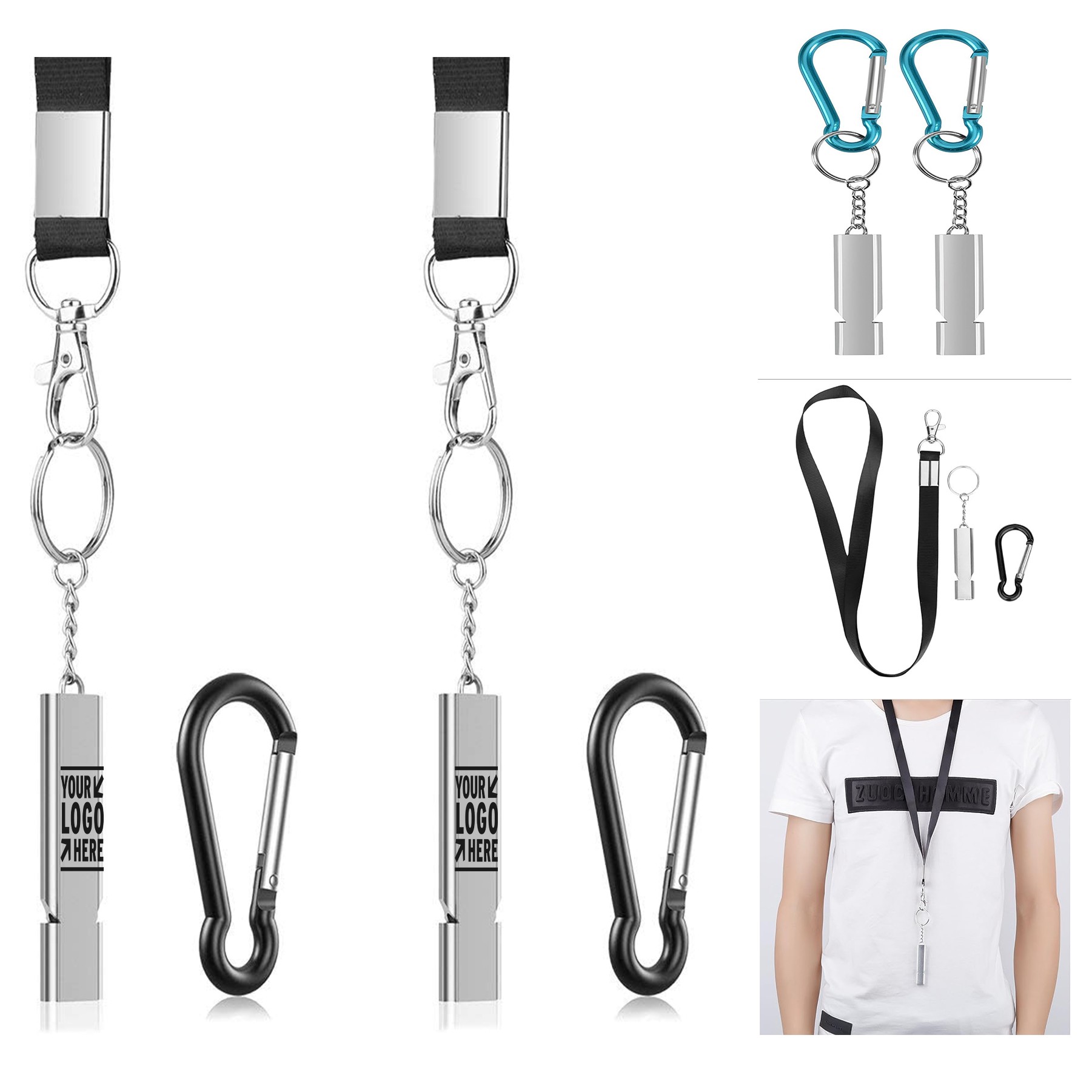 Carabiner Lanyard Outdoor Loudest Emergency Survival Whistle 2