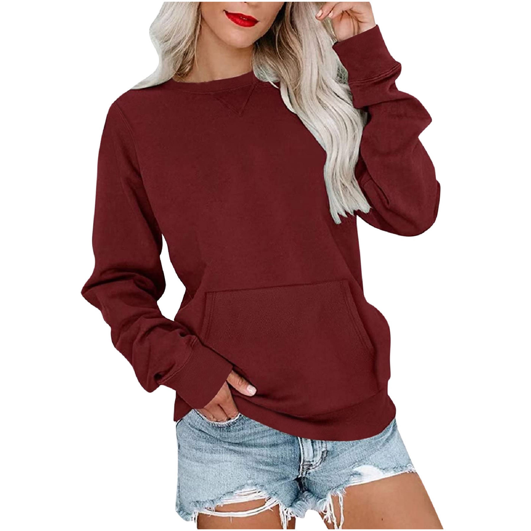 Casual Womens Sweatshirts Crewneck Long Sleeve Tops, custom hoodie or sweatshirt with logo imprint 12