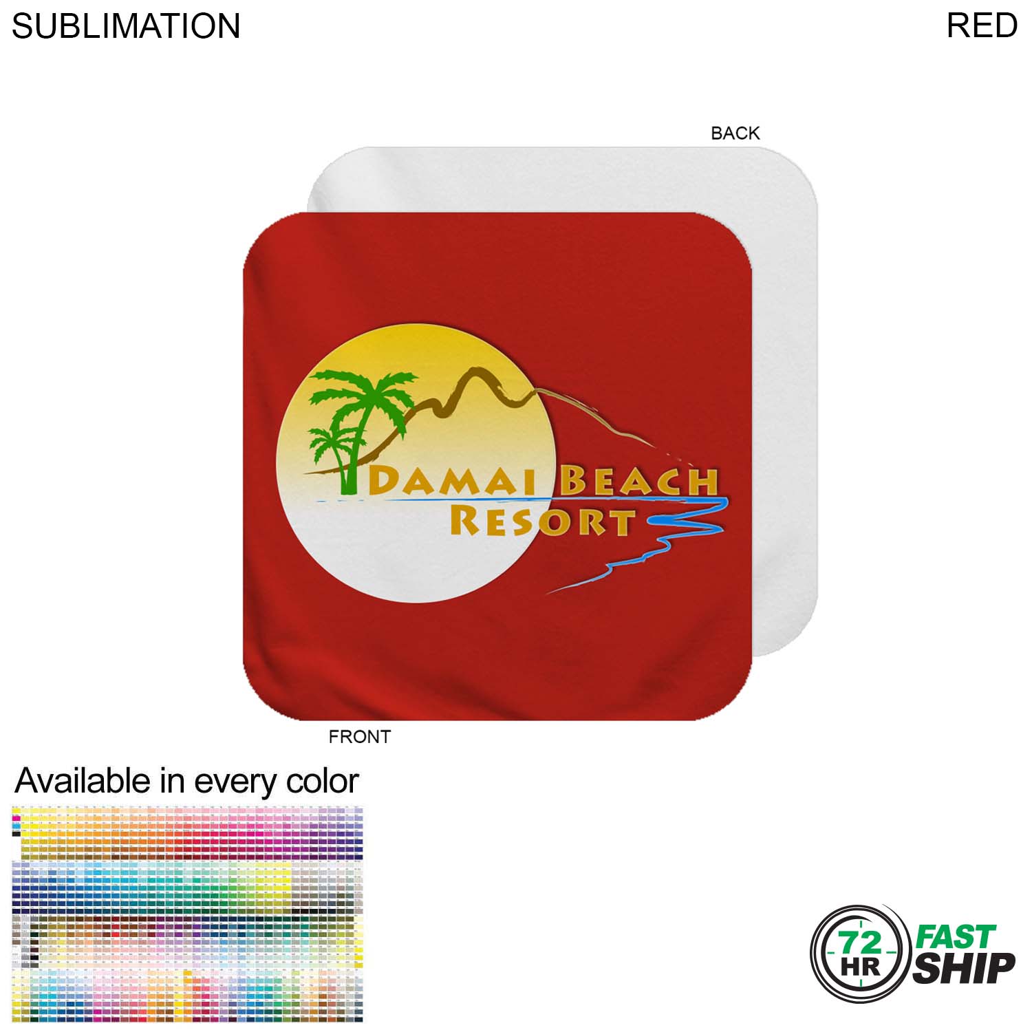 72 Hr Fast Ship - Plush and Soft Velour Terry Cotton Blend Face Cloth, 12x12, Sublimated 6