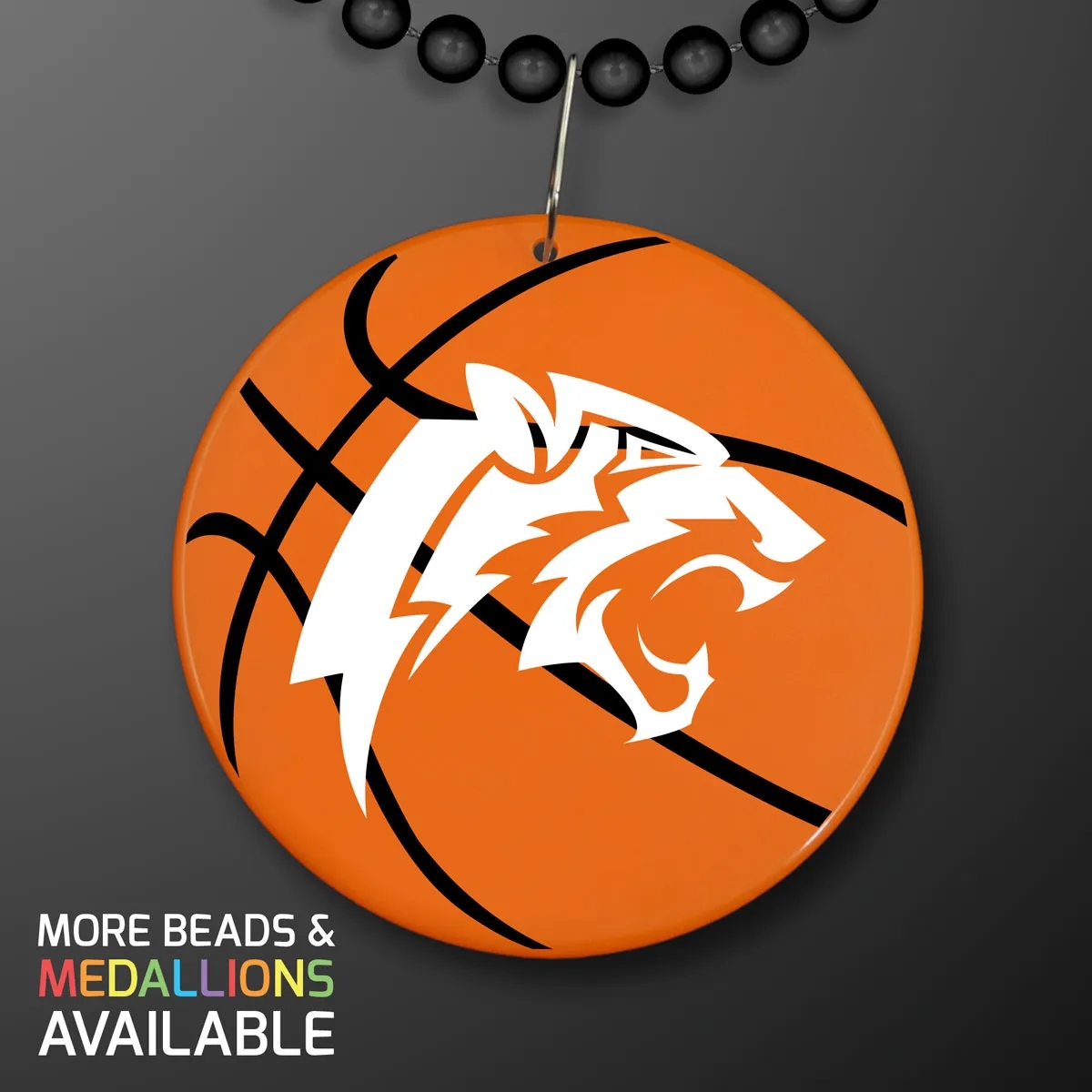 Basketball Medallion on Beads Necklace (NON-Light Up) 4