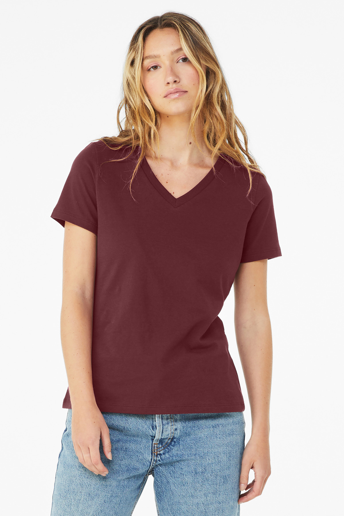 BELLA+CANVAS Women's Relaxed Jersey Short Sleeve V-Neck Tee. BC6405 15