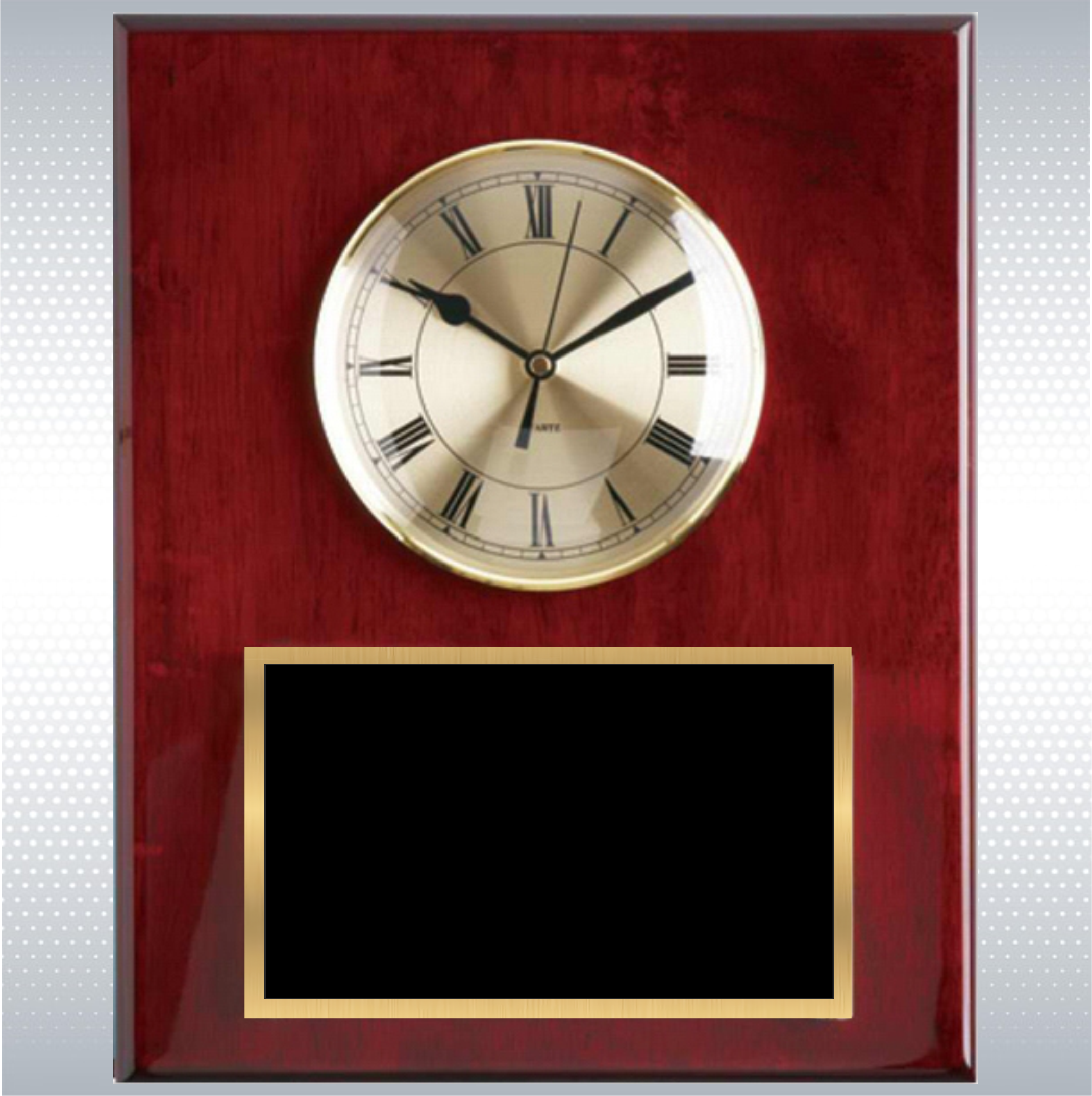 Piano Finish Solid Wood Plaque W/ Clock 5
