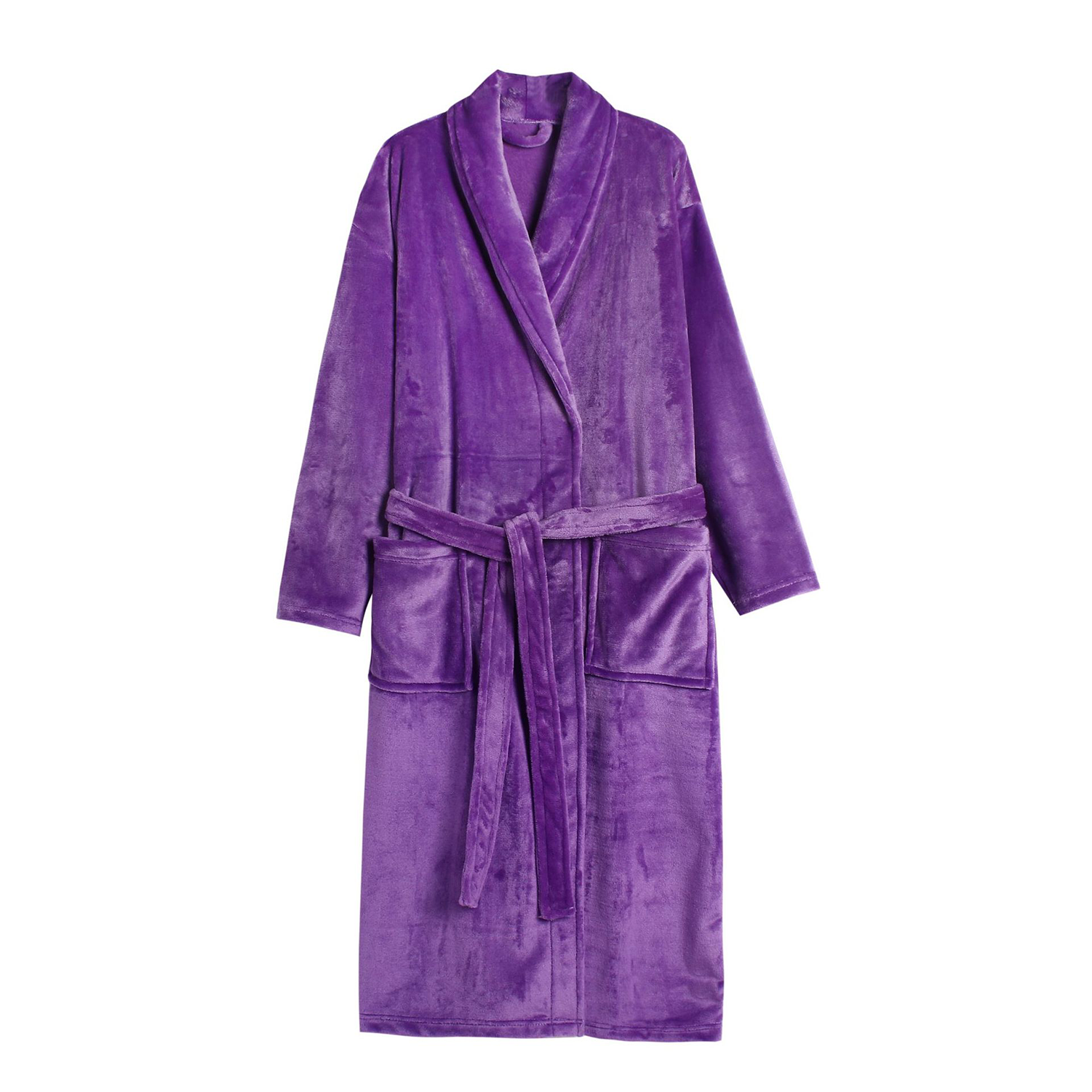Solid-Color Flannel Kimono Bathrobe 2