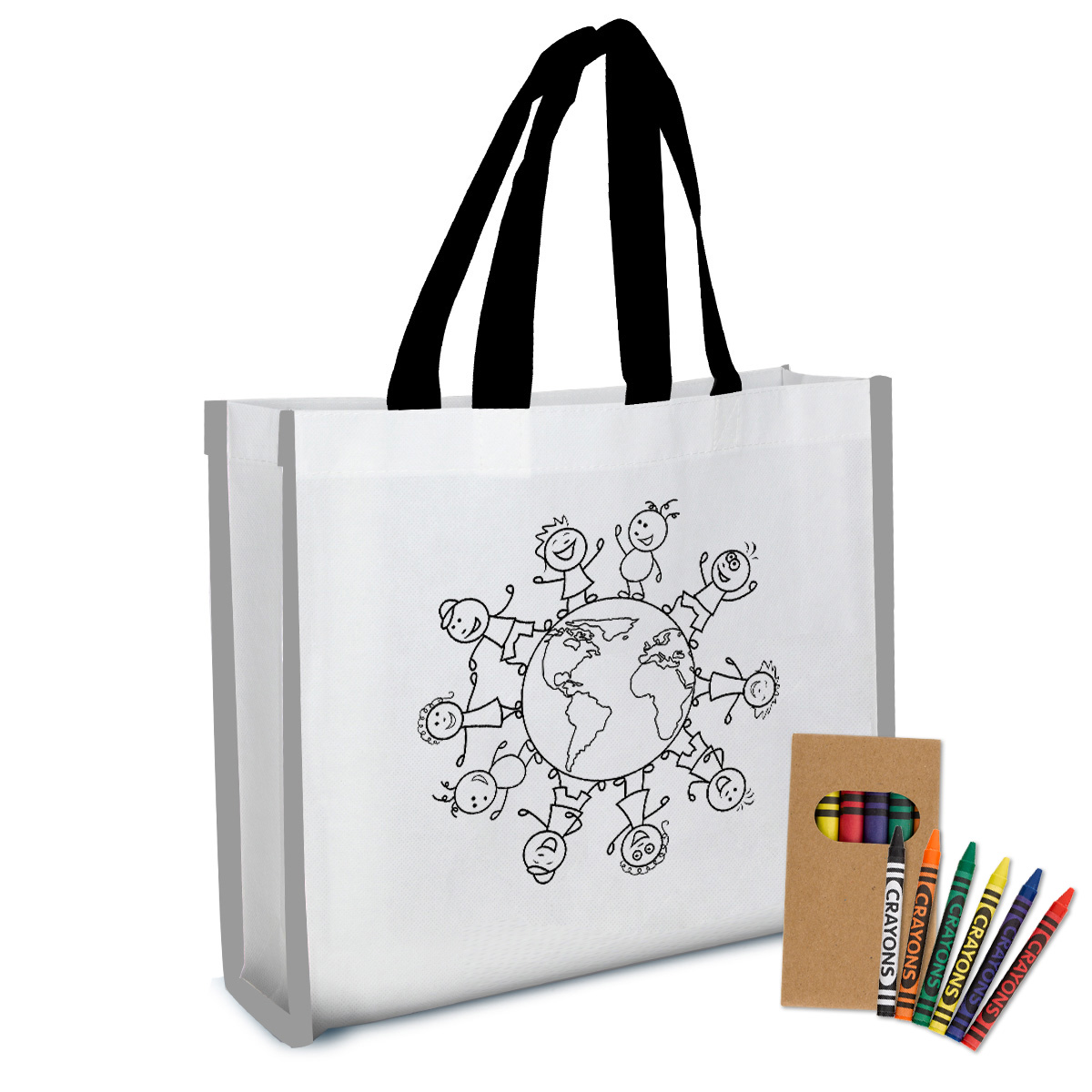 Reflective Non-Woven Coloring Tote Bag With Crayons 1