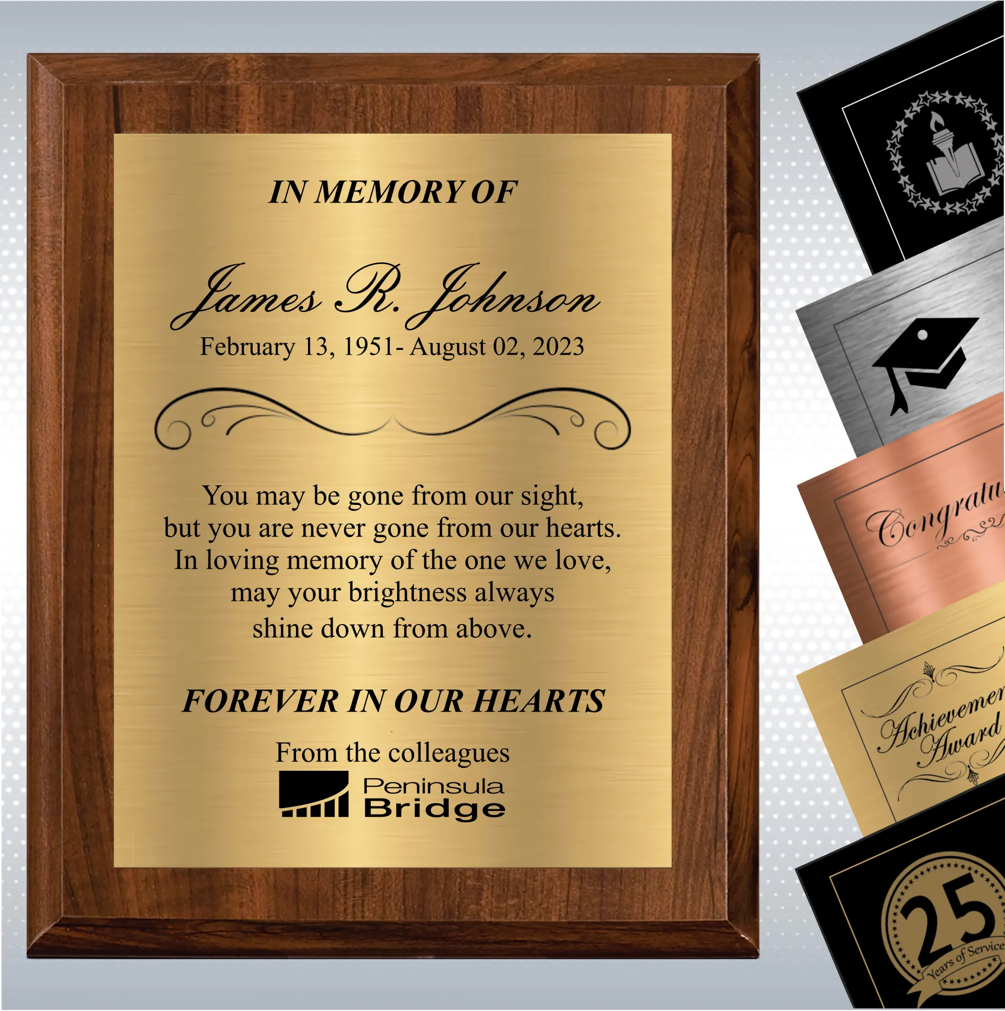 Cherry Finish Personalized Memorial Gift Aaward 11