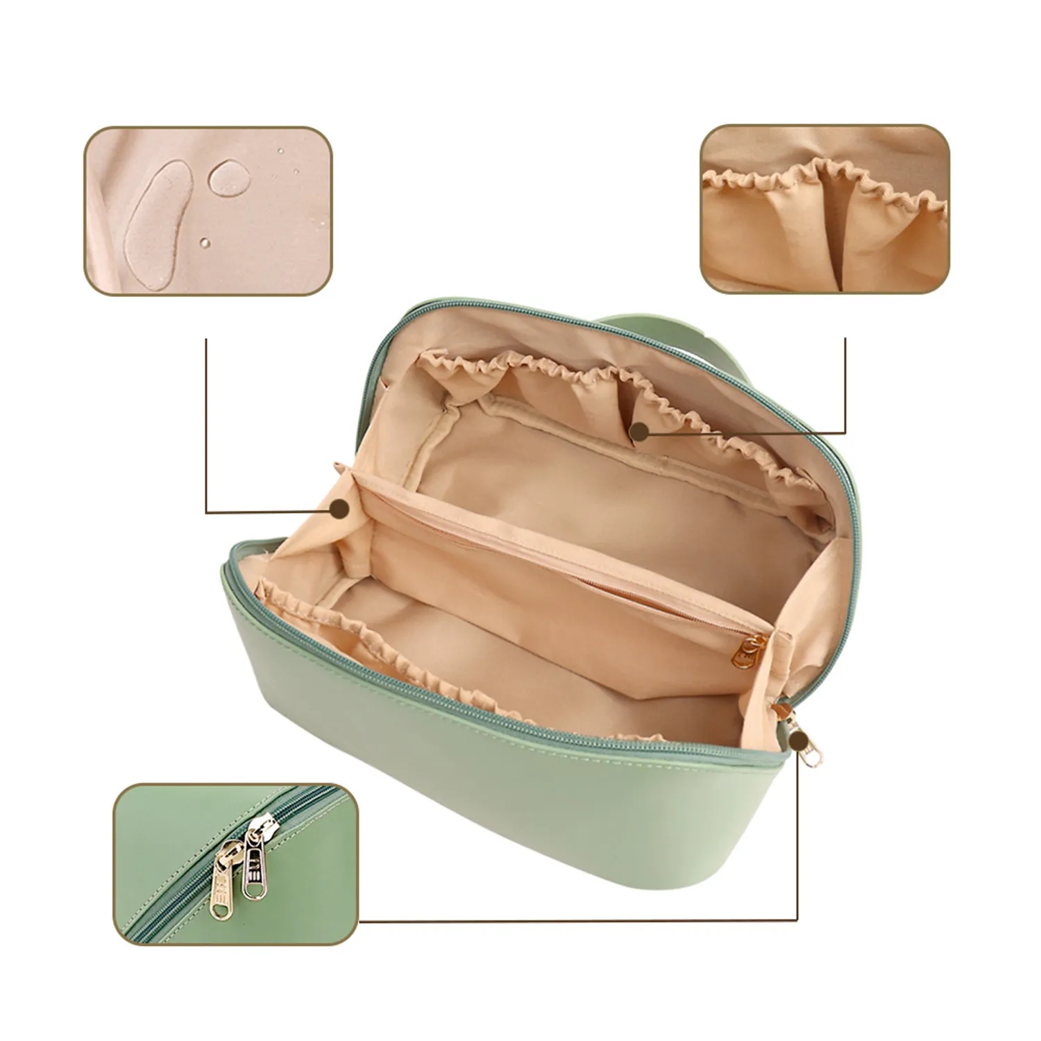 Capacity Travel Leather Makeup Bag 4