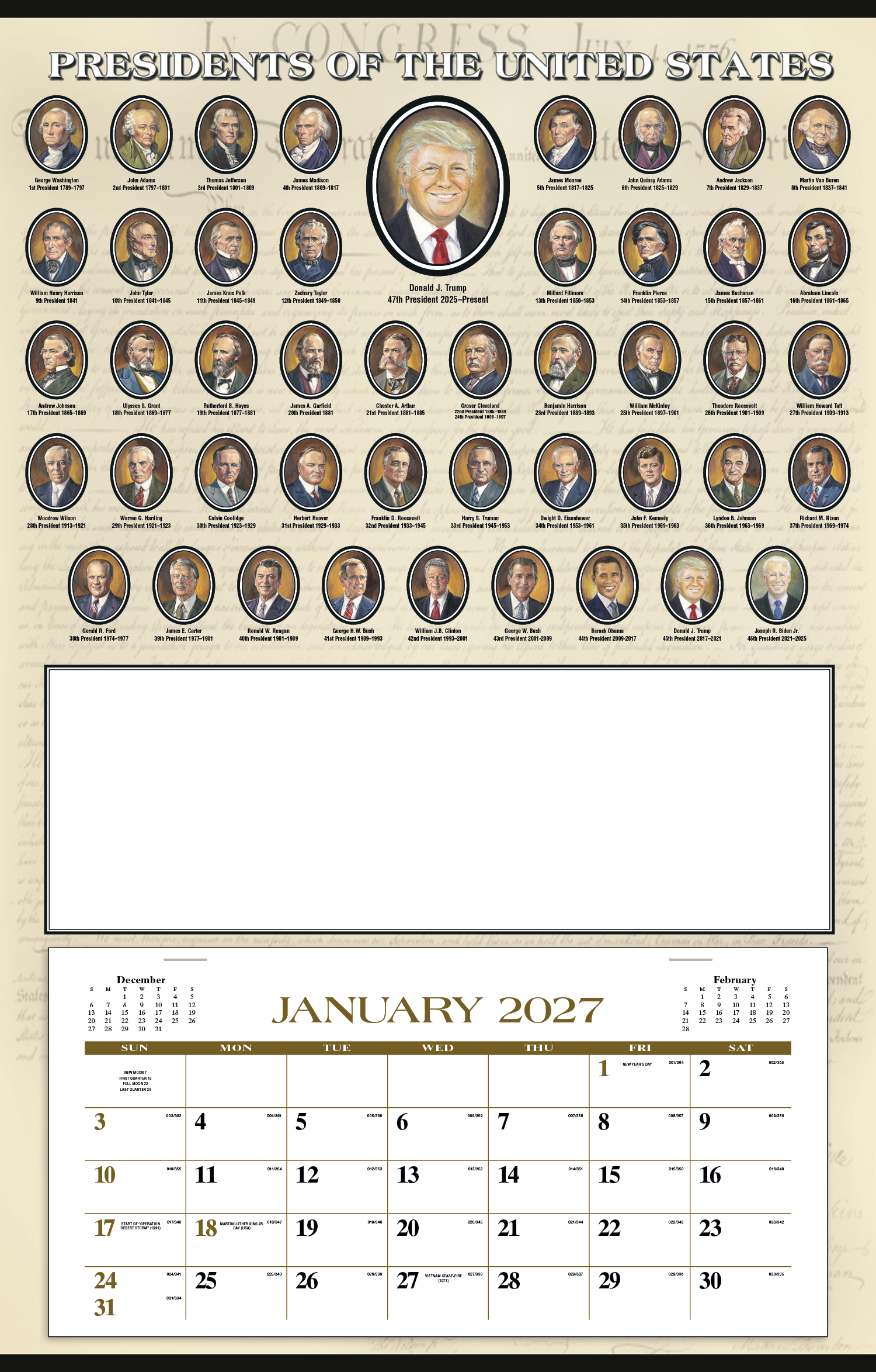 Triumph® Calendars Presidents Hanger 12-Month Calendar 10