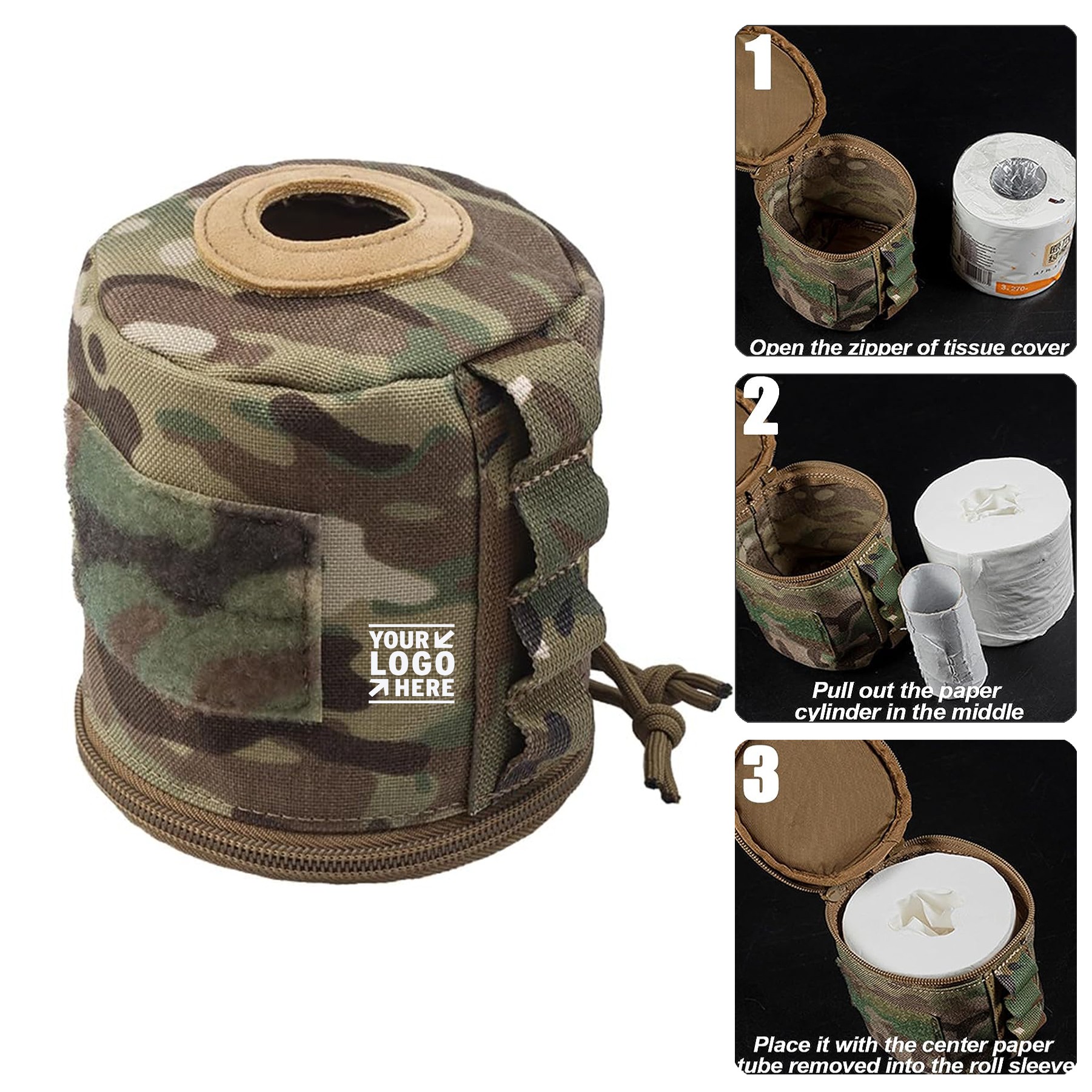 Foldable Tactical Toilet Paper Holder Waterproof Portable Mount Webbing Cat Proof Roll Storage Bag 1