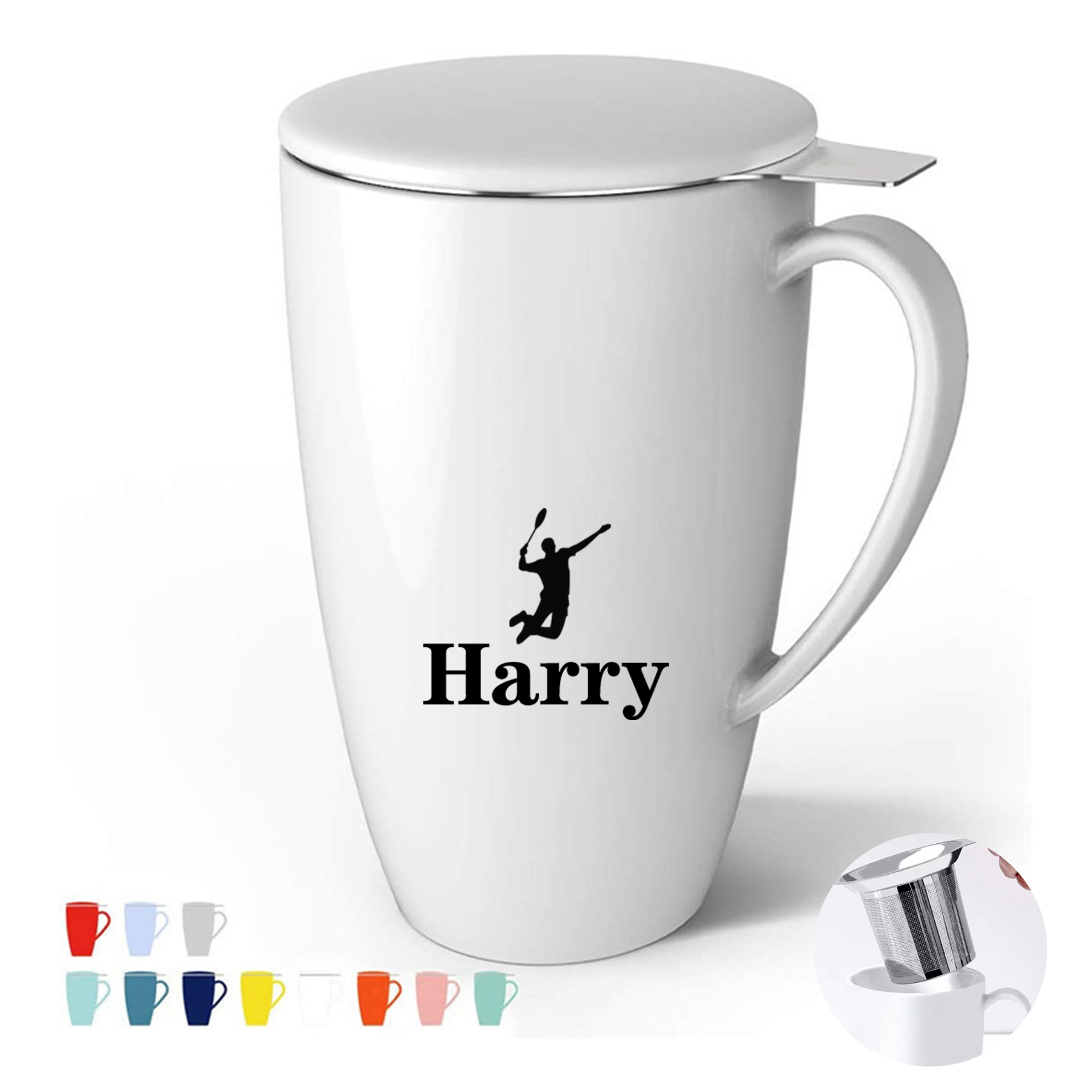15 OZ Porcelain Tea Mug with Infuser and Lid 1