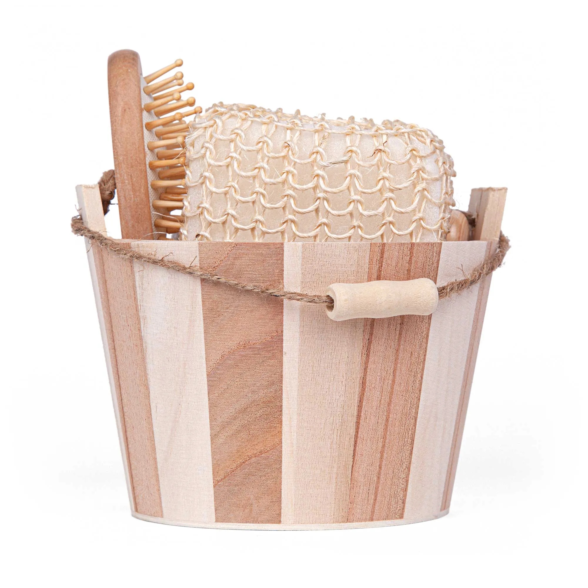 Bamboo Bucket Bath and Massage Set -  5pcs 3