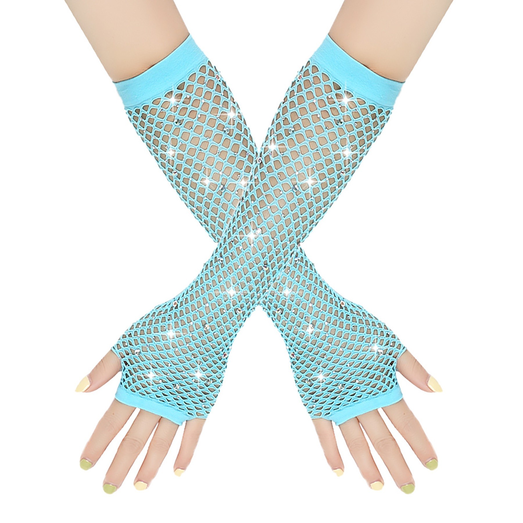 Rhinestone Fish Net Gloves 8
