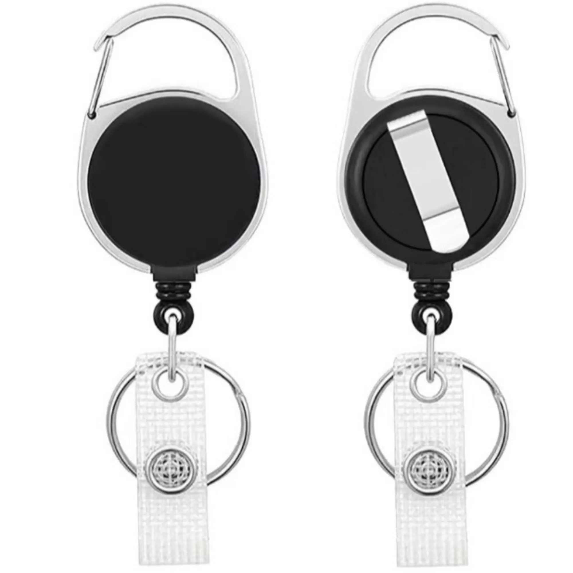 Rotating Retractable Badge Reel: Custom Logo, Black 3