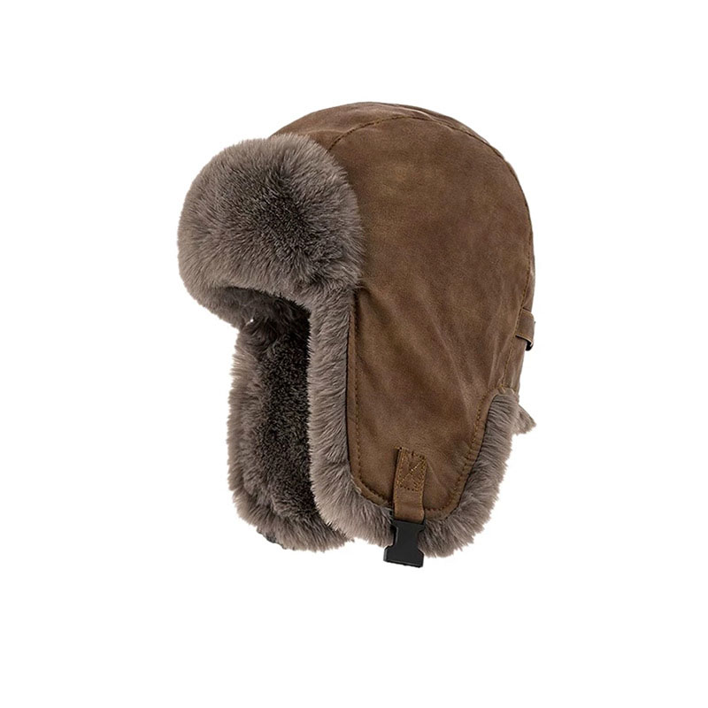 Unisex Winter PU Thickened Pilot Warm Hat 4