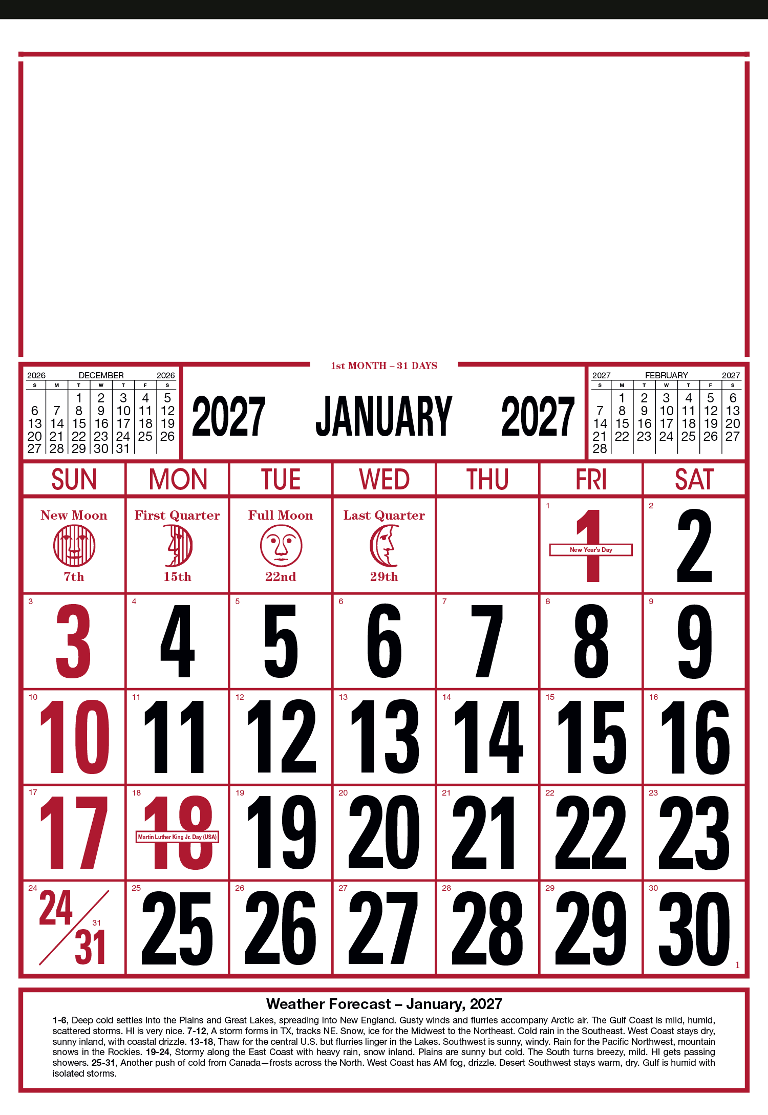 Skinner & Kennedy® Commercial 12-Sheet Calendar 9