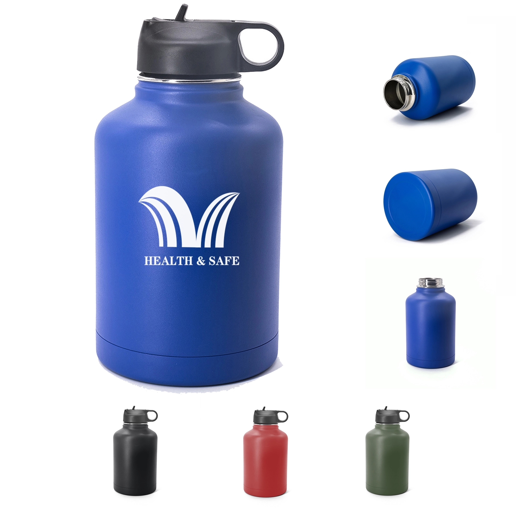 64oz Stainless Steel Insulated Bottle w/ Straw Lid, custom water bottle with logo imprint 8