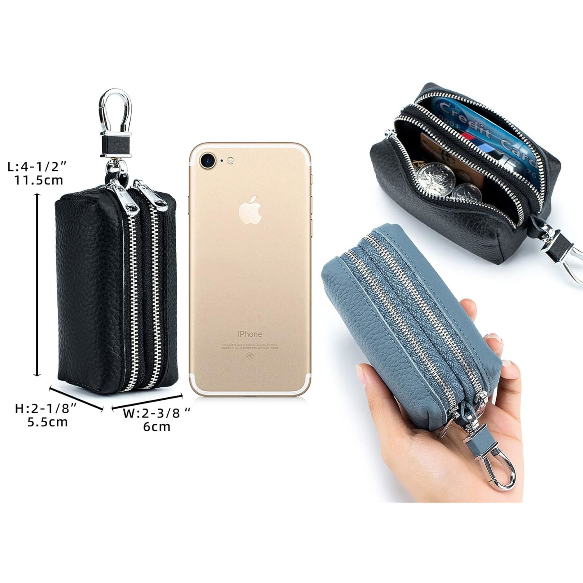 Unisex Double Zipper Keychain Wallet 6