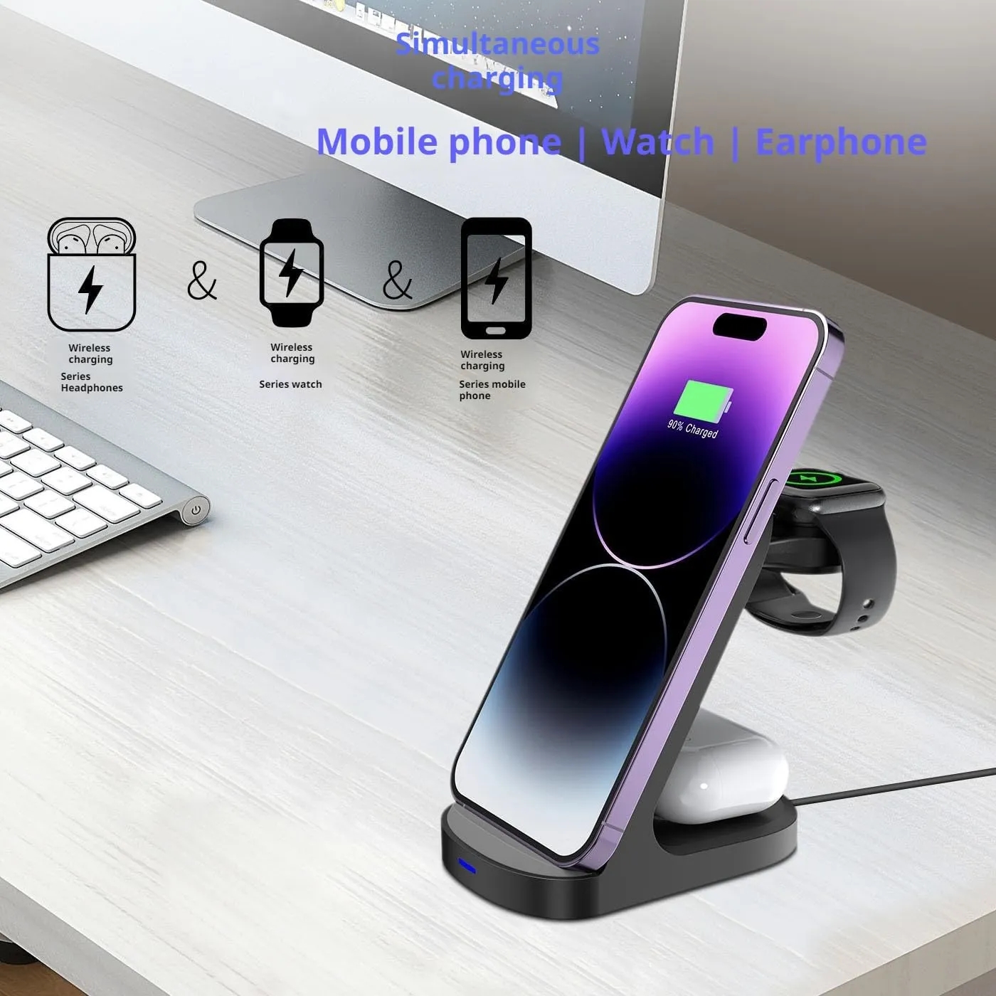 3 in 1 Wireless Charging Dock Phone Charger Station 5