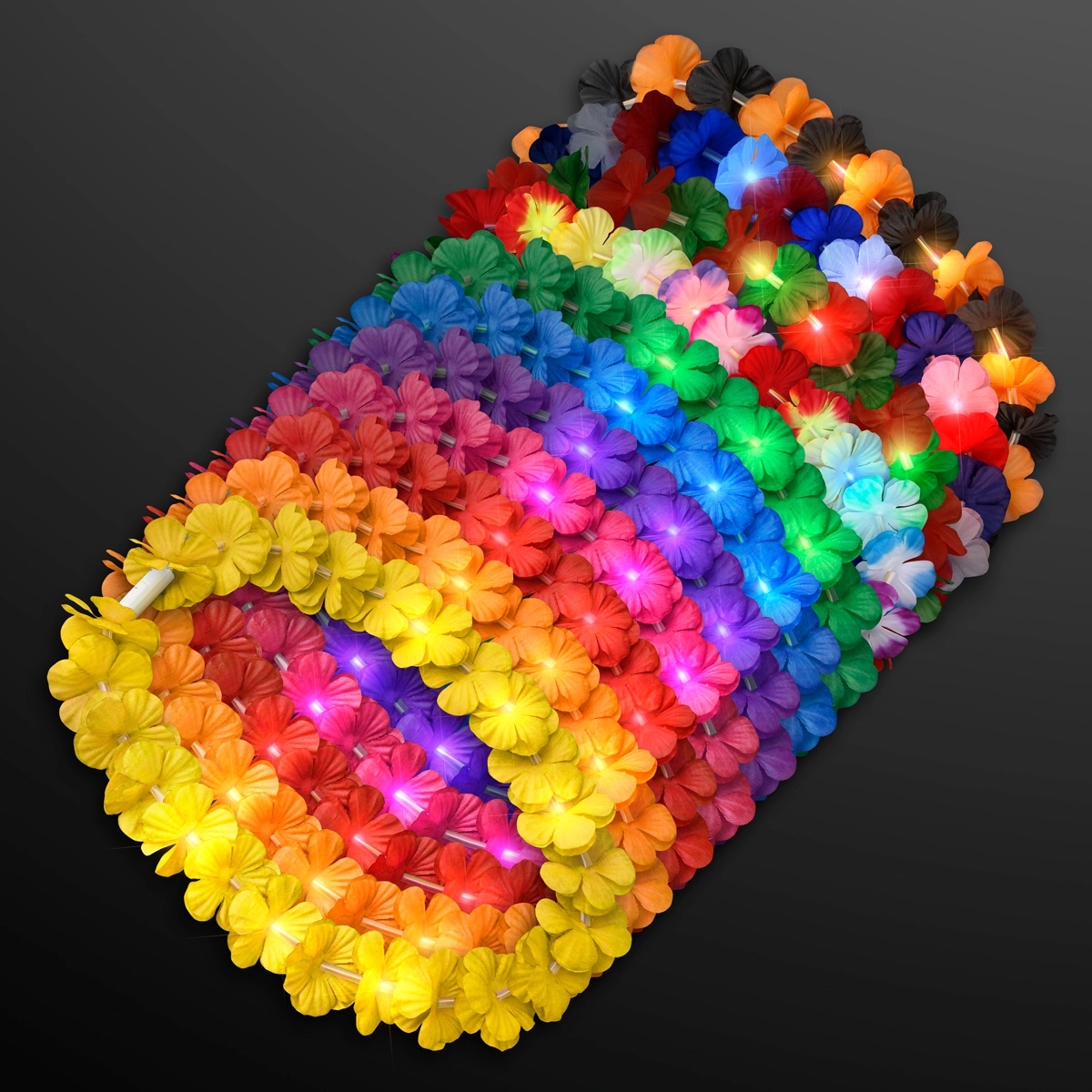 LED Hawaiian Flower Lei Party Necklaces 14