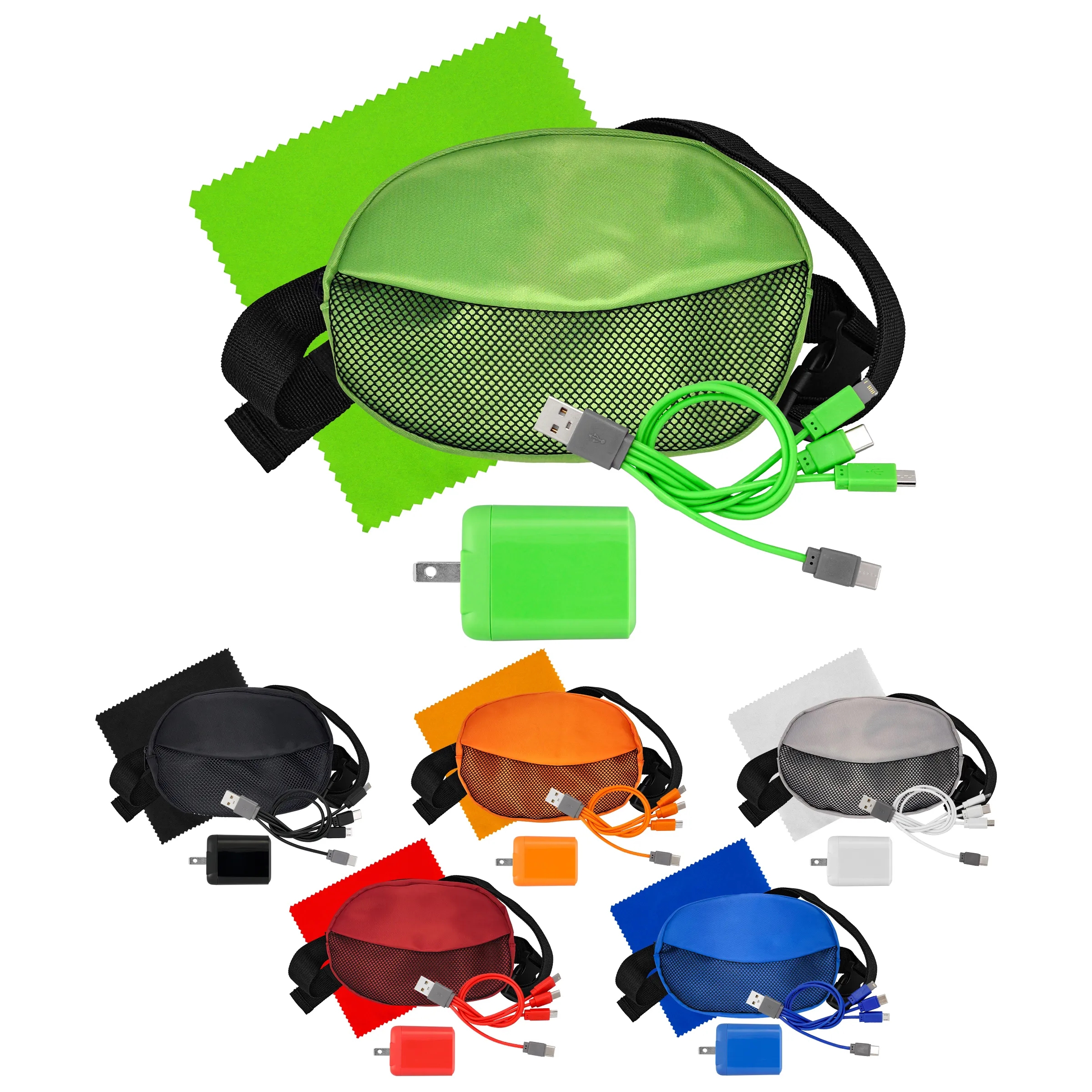 Sporty Fast Charger, Cable & Cloth Fanny Pack Set 11