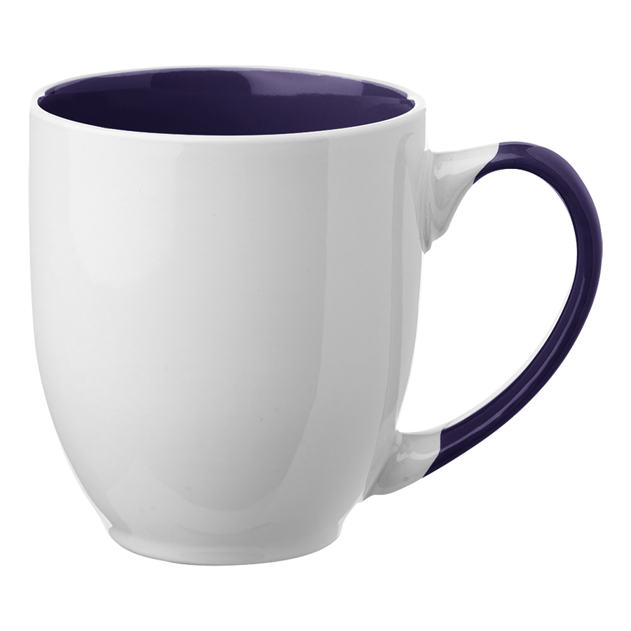 Two-Tone Bistro Style Ceramic Mug with Contrasting Handle, 11