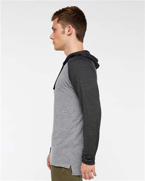Unisex Fine Jersey Hooded Long Sleeve Raglan Tee - 6917 35