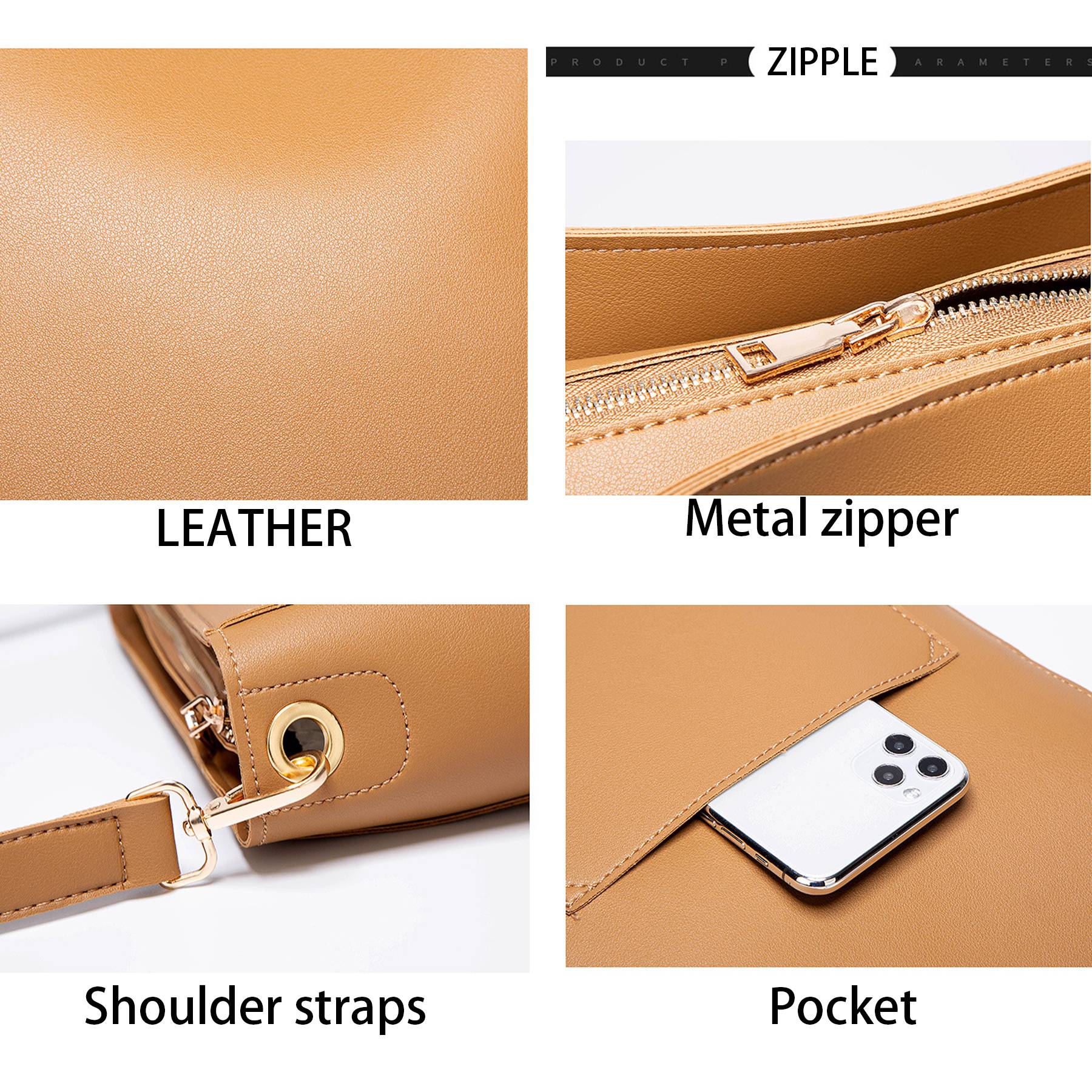 PU Simple vintage bucket tote cross-body bag 6