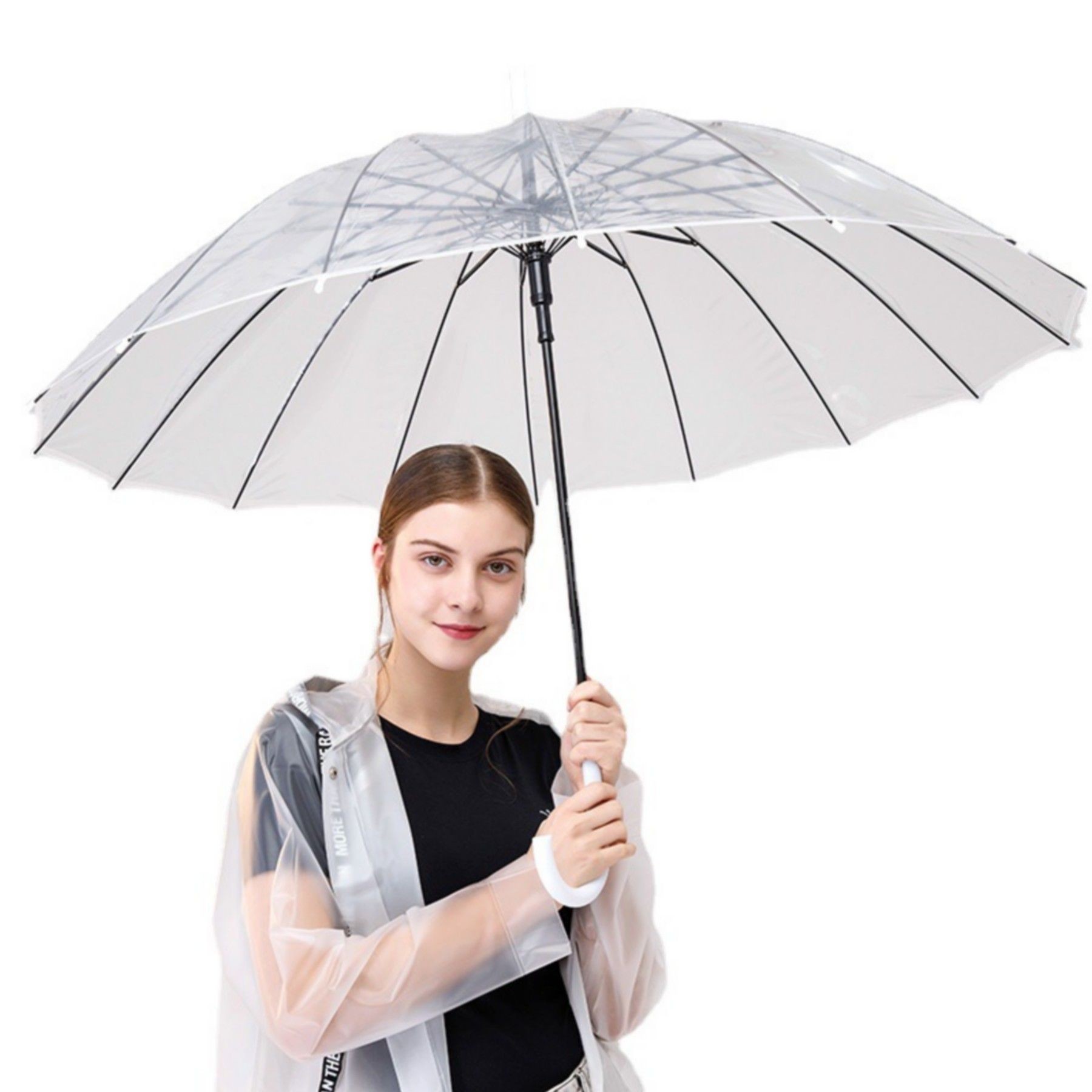 47 Inch Bubble Clear Windproof Dome Wedding Rain Umbrella 11